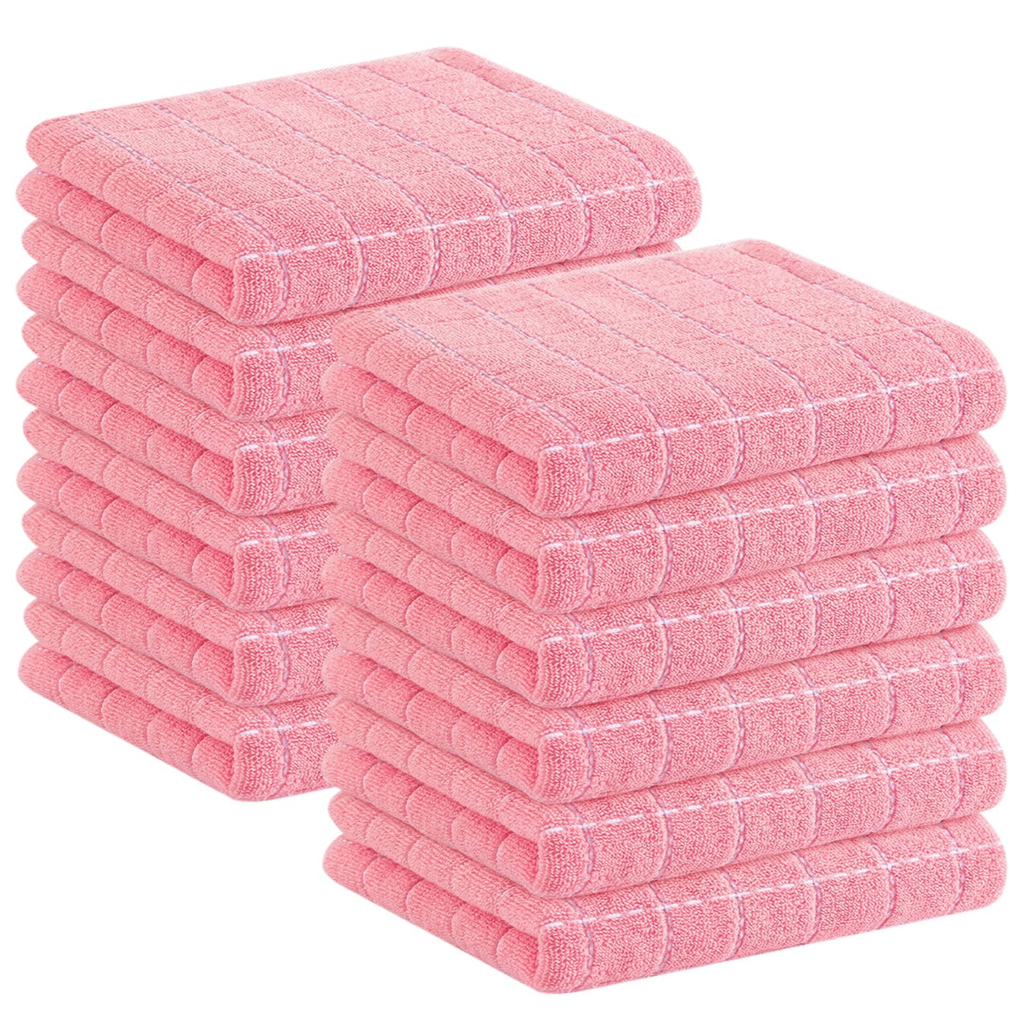 Homaxy 100% Cotton Terrycloth Check Design Dish Cloths & Dish Towels, Soft and Absorbent, Perfect for Kitchen Drying and Washing
