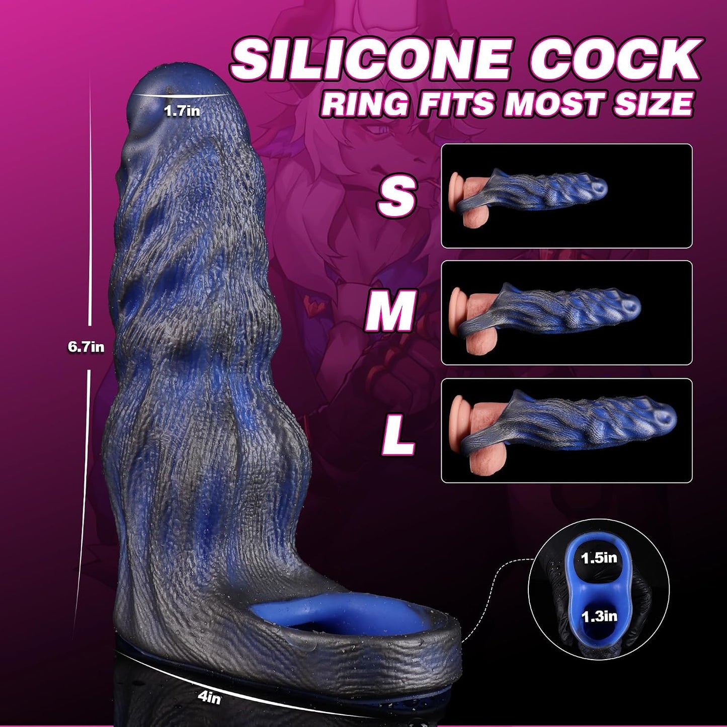 Penis Sleeve Extender Sex Toy for Men, Monster Knot Dildo Cock Ring Girth Enhancer Sleeve, Pennis Extender Liquid Silicone Penis Stretcher & Enlarger, Cock Extender for Enhanced Pleasure for Couples