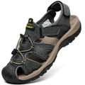 FLARUT Men's Sport Sandals Outdoor Hiking Sandals Closed Toe Leather Athletic Lightweight Trail Walking Casual Sandals Water Shoes