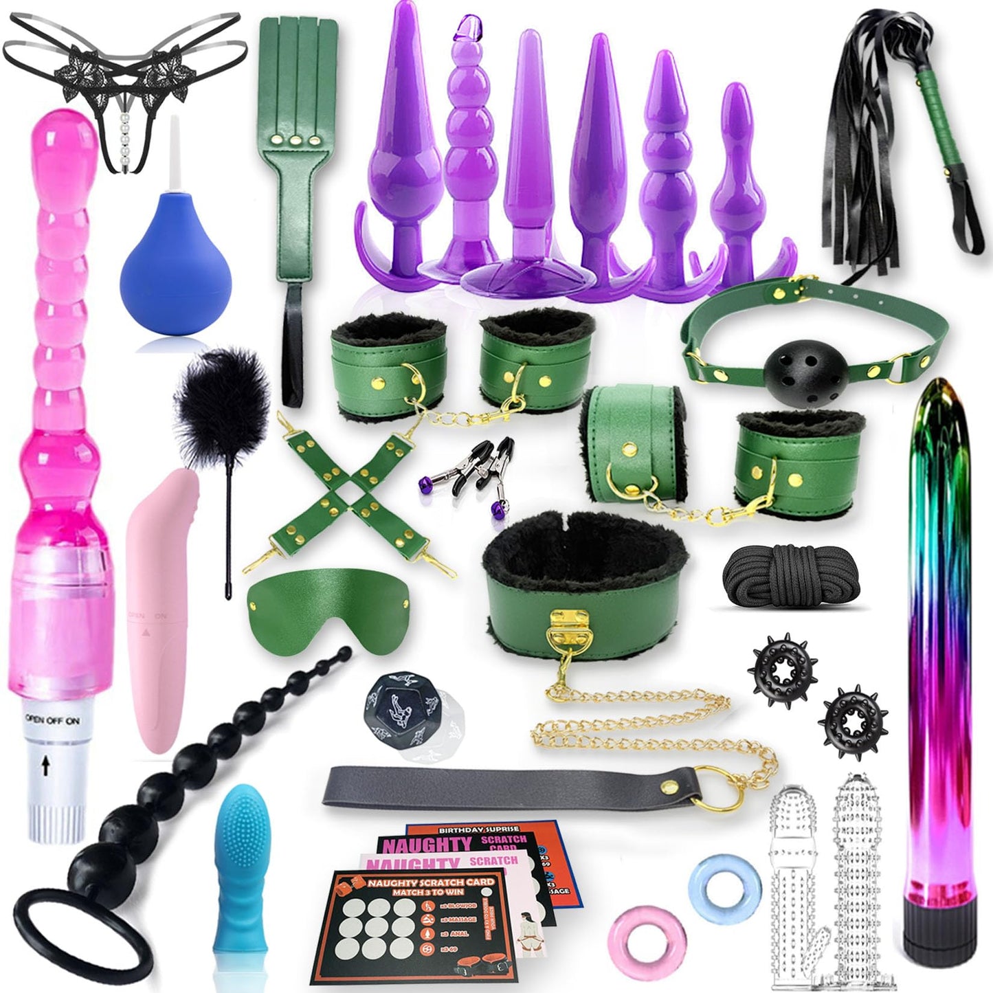 Sex Toys BDSM Restraints Anal Plug Toys, 34Pcs Kit Bondage Gear and Accessories, Sex Toy Set Sex Kits Sexual Pleasure Tools f