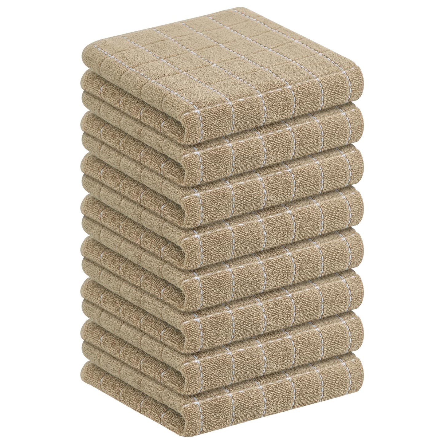 Homaxy 100% Cotton Terrycloth Check Design Dish Cloths & Dish Towels, Soft and Absorbent, Perfect for Kitchen Drying and Washing