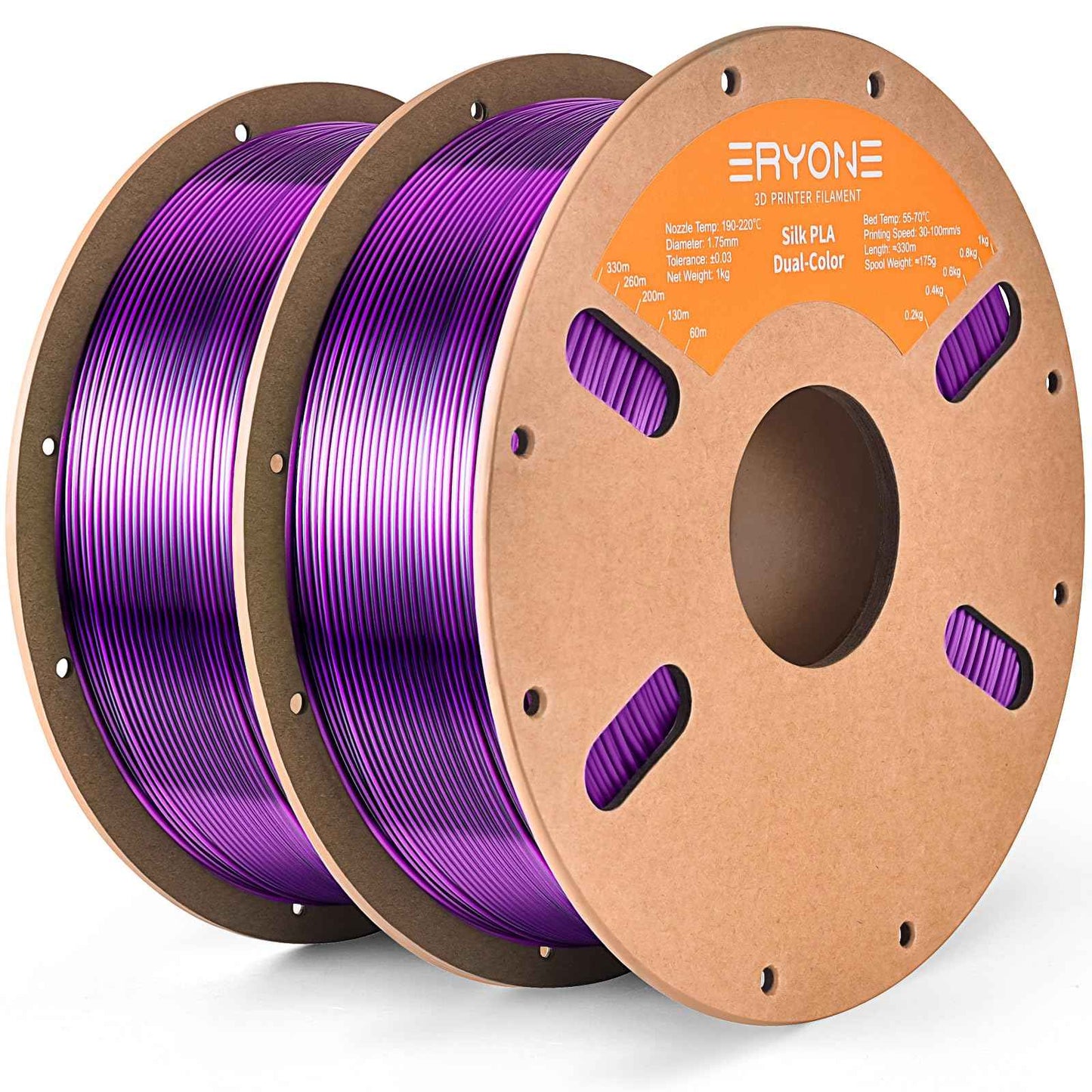 ERYONE Silk Color PLA Filament 3D Printer 1.75mm +/- 0.03mm, Filament PLA Cardboard Spool