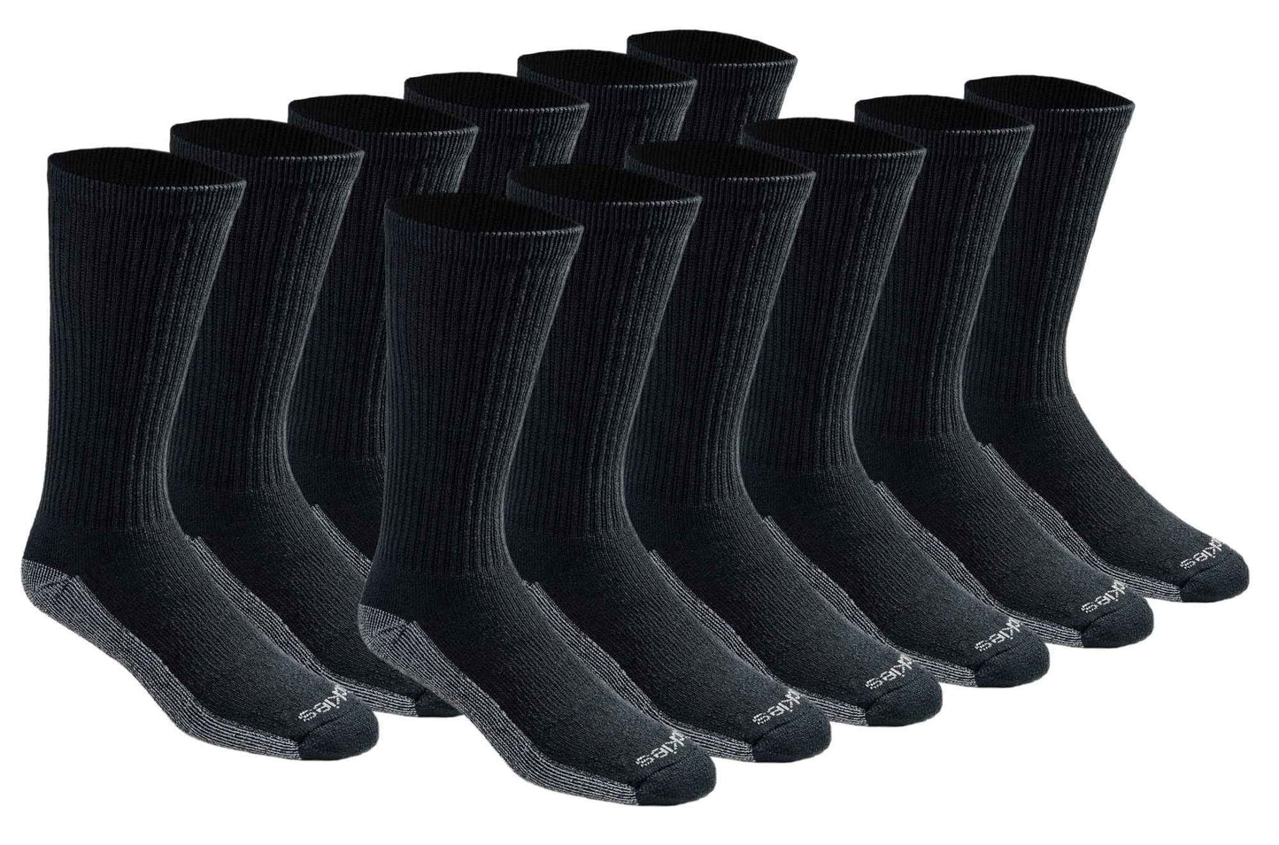 Dickies Men's Dri-Tech Essential Moisture Control Crew Socks, Available in M-XXL (6, 12 Pairs)