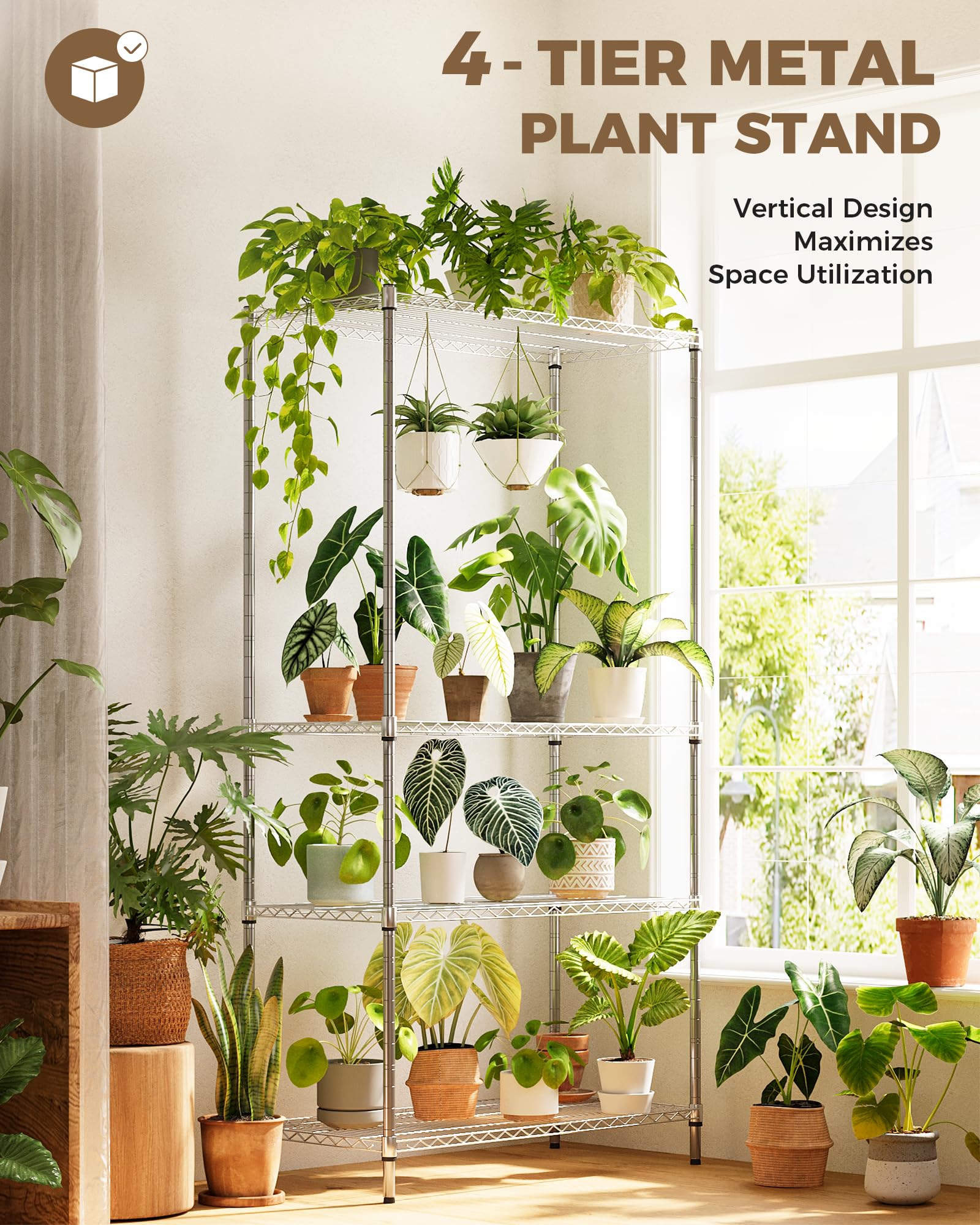 GENTINGBRO Plant Stand Indoor Outdoor Tall Plant Shelf for Plants Large Plant Sheves for Living Room Heavy Duty Plant Rack Garden Balcony Patio Hanging Planter