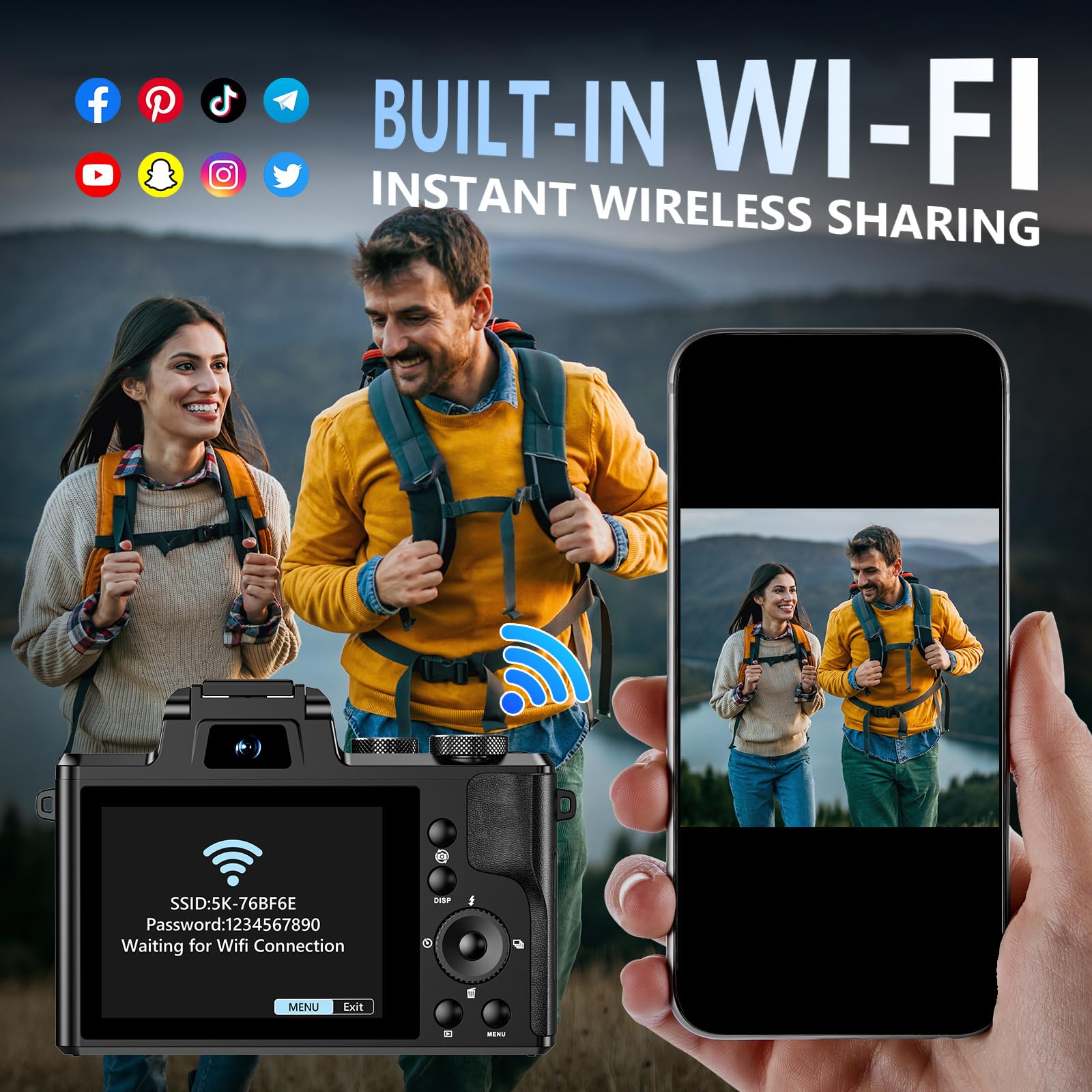 8K Digital Camera, 88MP WiFi Cameras for Photography