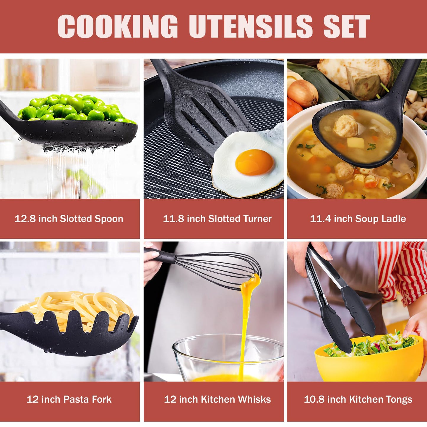 RAXCO Kitchen Utensils Set For Cooking-7 Cooking Utensils,5 Kitchen Utensils,6 Knife set,utensilios de cocina(18-in-1)