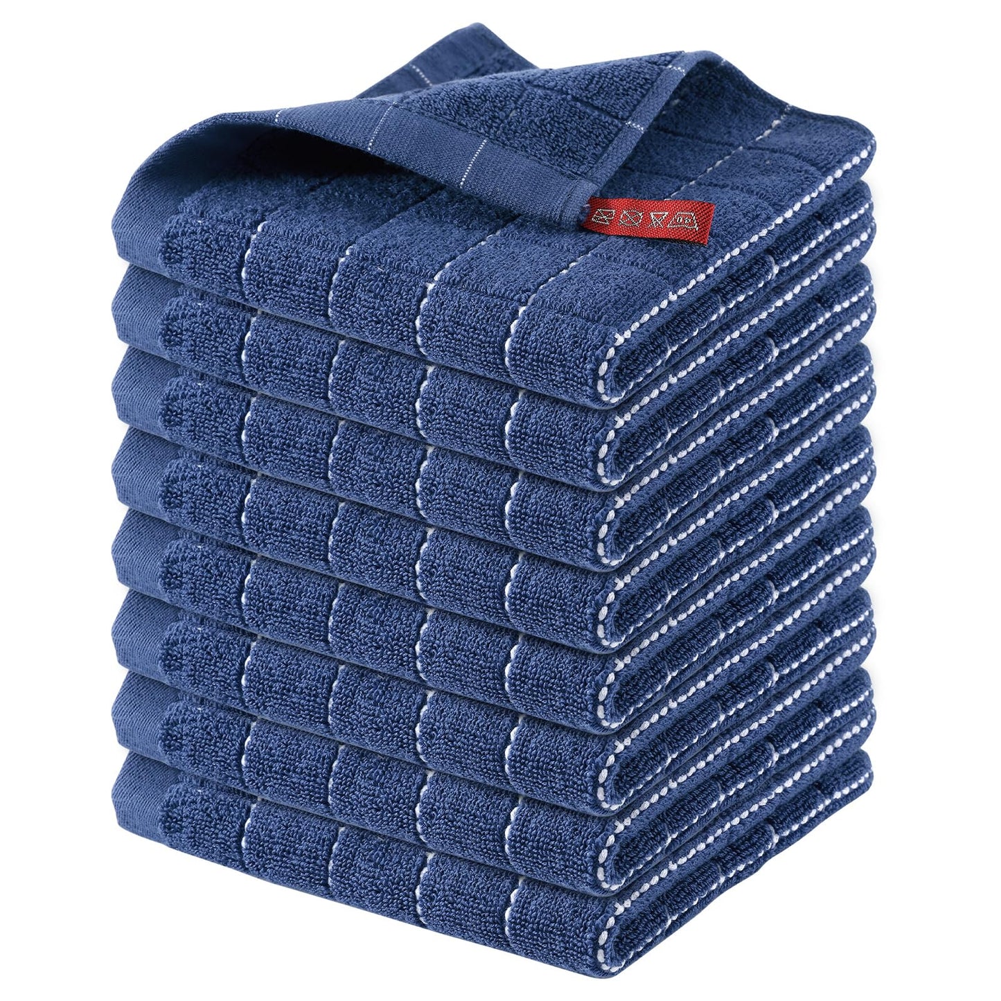 Homaxy 100% Cotton Terrycloth Check Design Dish Cloths & Dish Towels, Soft and Absorbent, Perfect for Kitchen Drying and Washing