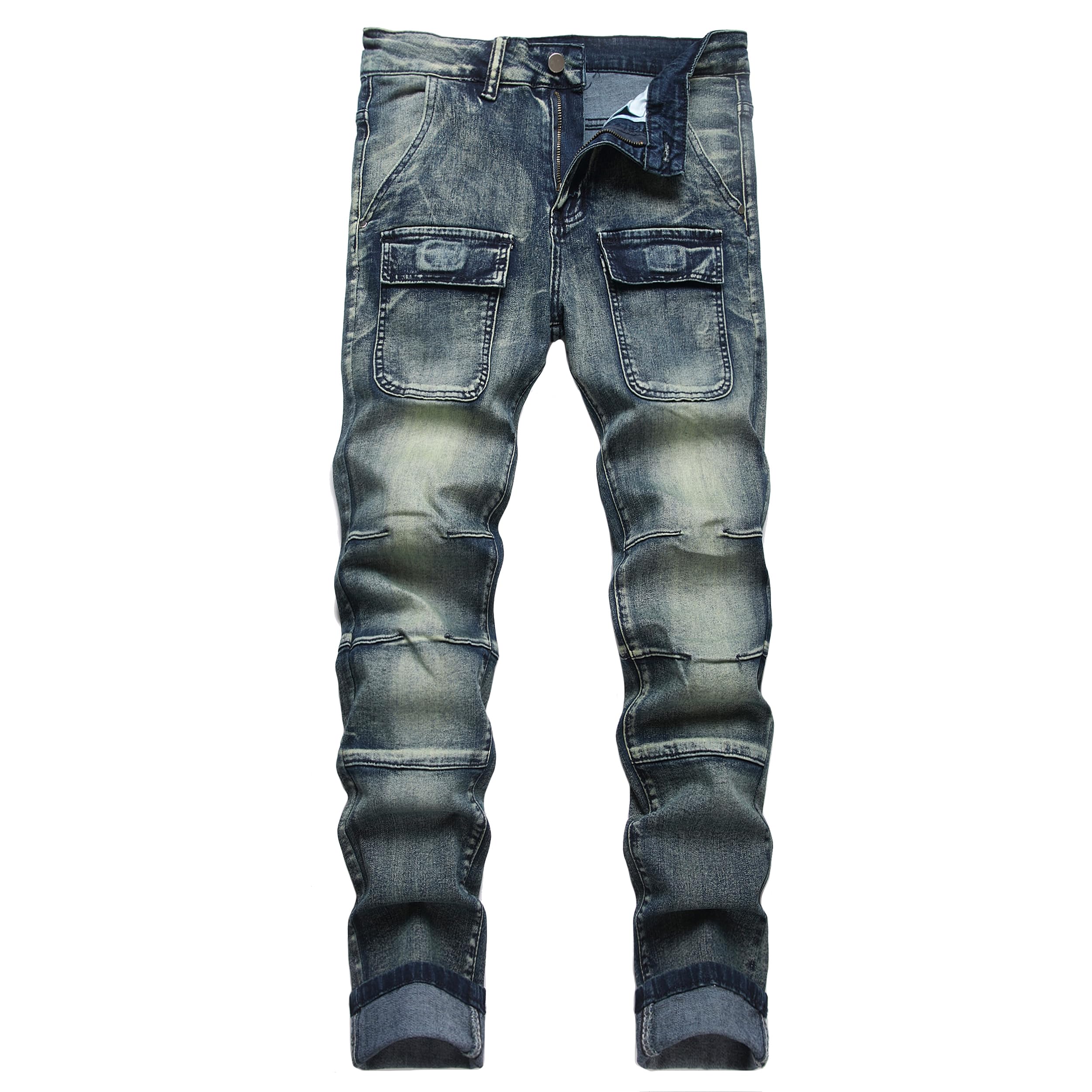 JUNBAOSS Men's Slim Fit Jeans Stretch Ripped Skinny Jeans for Men, Fashion Straight Leg Comfort Flex Waist Casual Pants