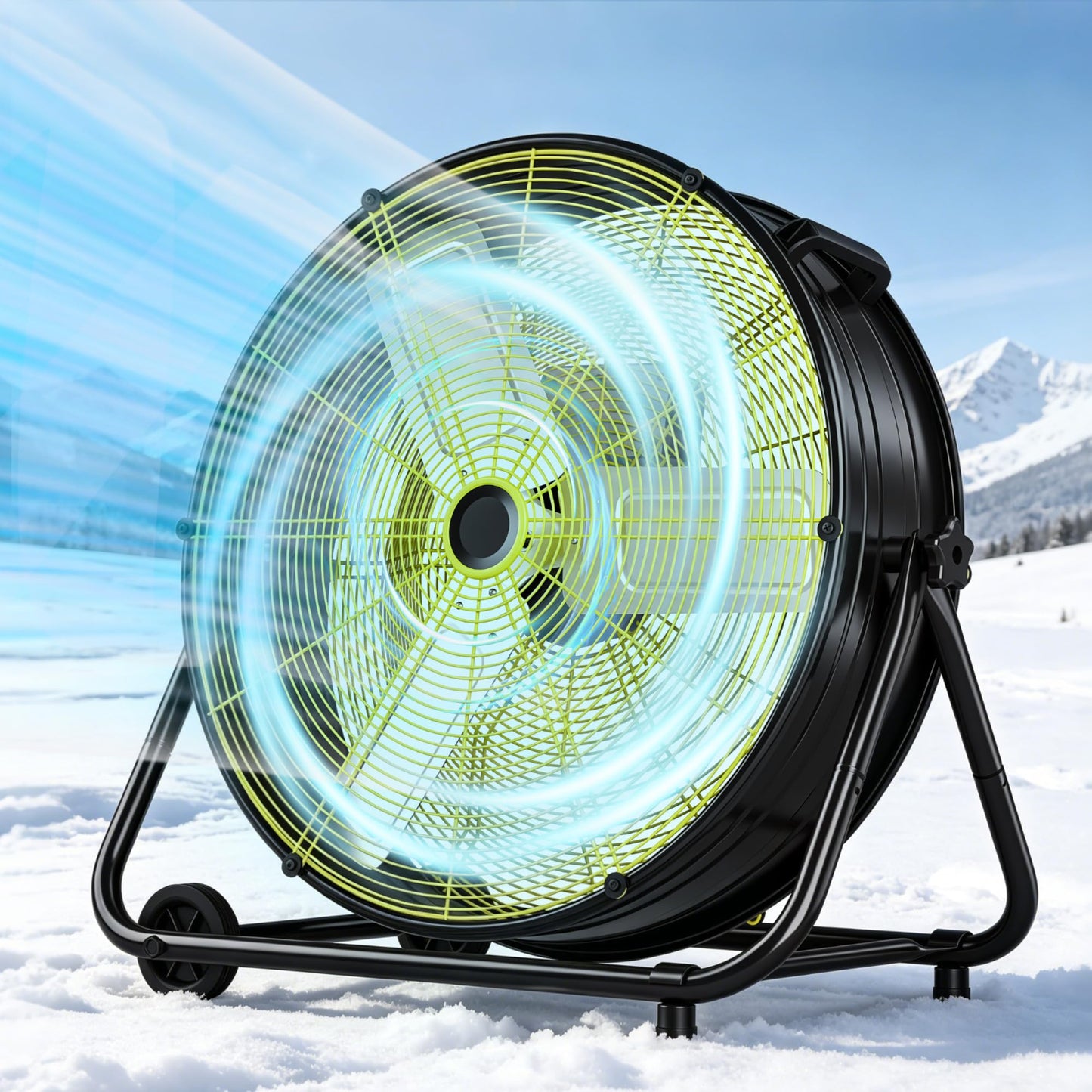 Tehanld High Velocity Industrial Drum Fan, 3-Speed Heavy Duty Metal Floor Fan with 360° Tilt for Garage, Workshop, Factory & Basement