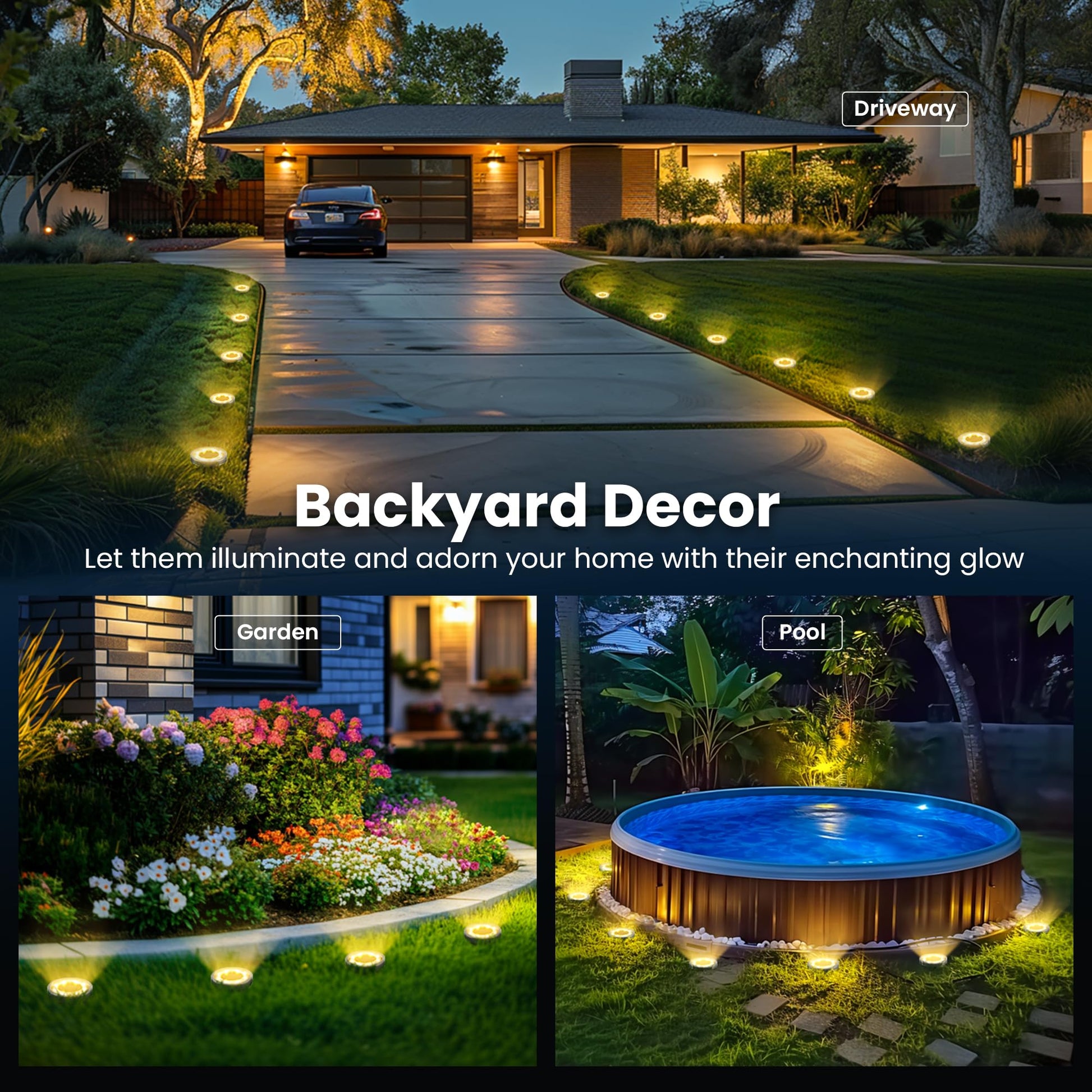 SOLPEX Solar Ground Lights Outdoor Waterproof, Solar Powered Pathway Lights, Landscape Lighting for Garden Walkway Driveway Backyard