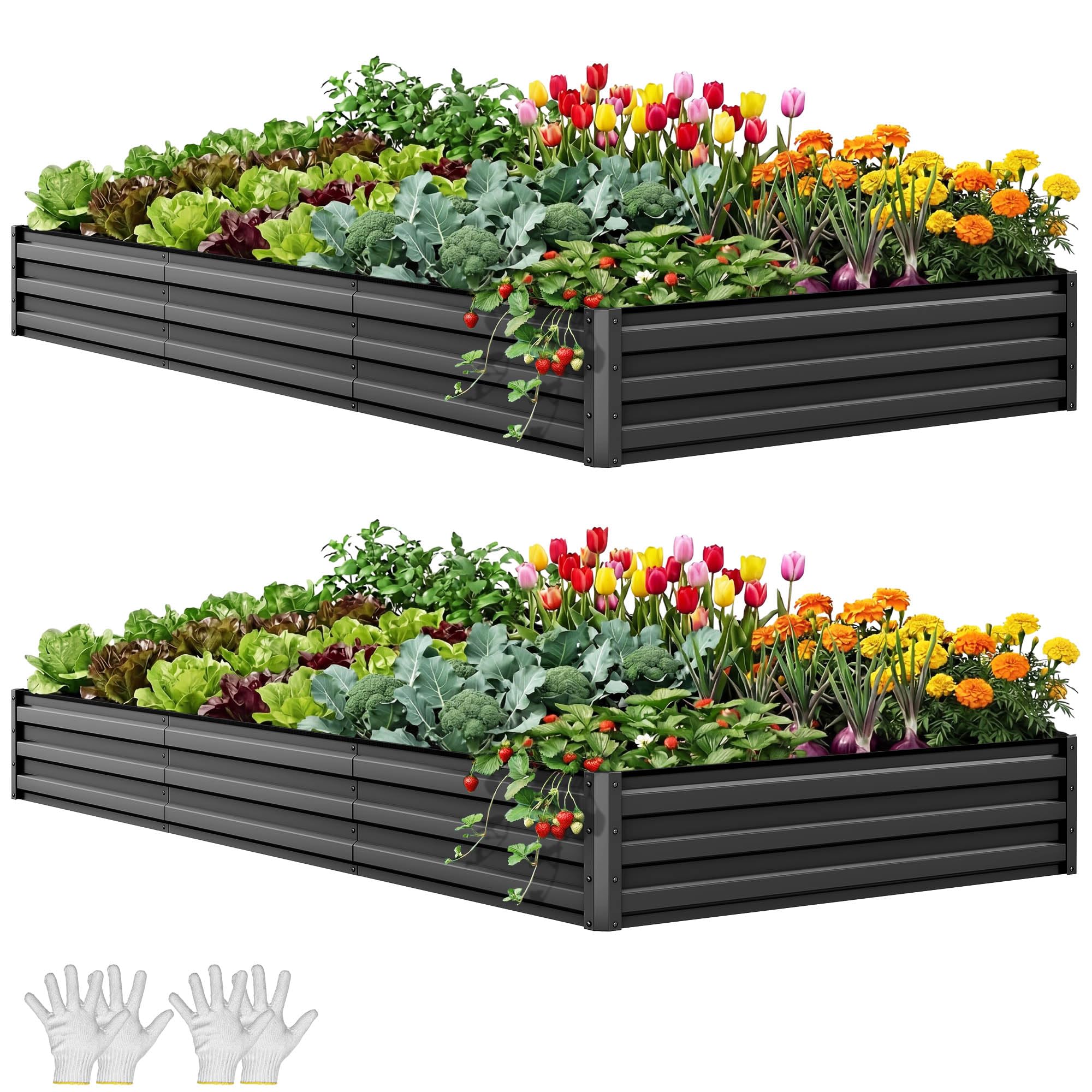 YITAHOME Raised Garden Bed Kit with Gloves, Ground Nails, Support Rod-1