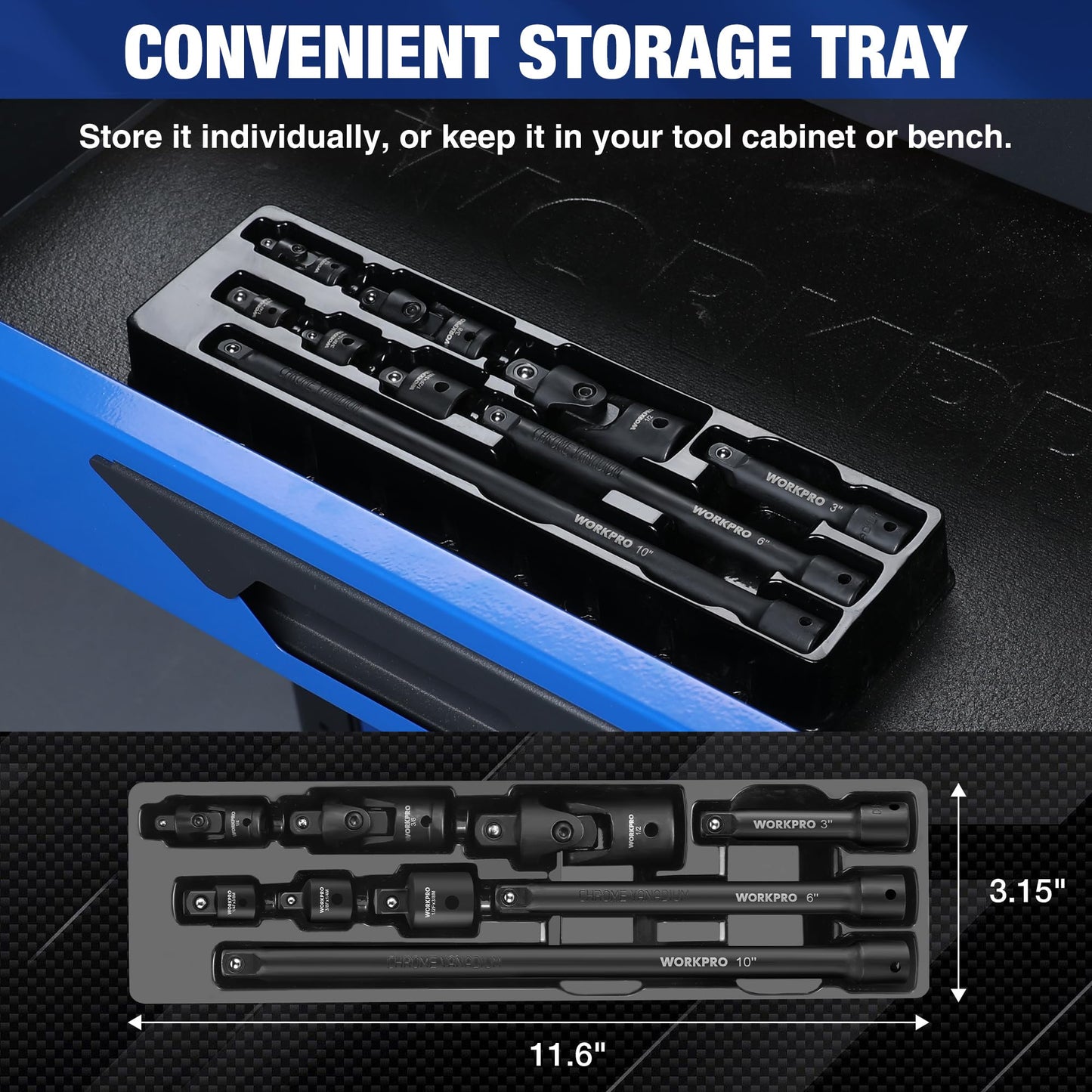 WORKPRO 18-Pieces Drive Tool Accessory Set+WORKPRO 9 PCS Socket Accessory Set