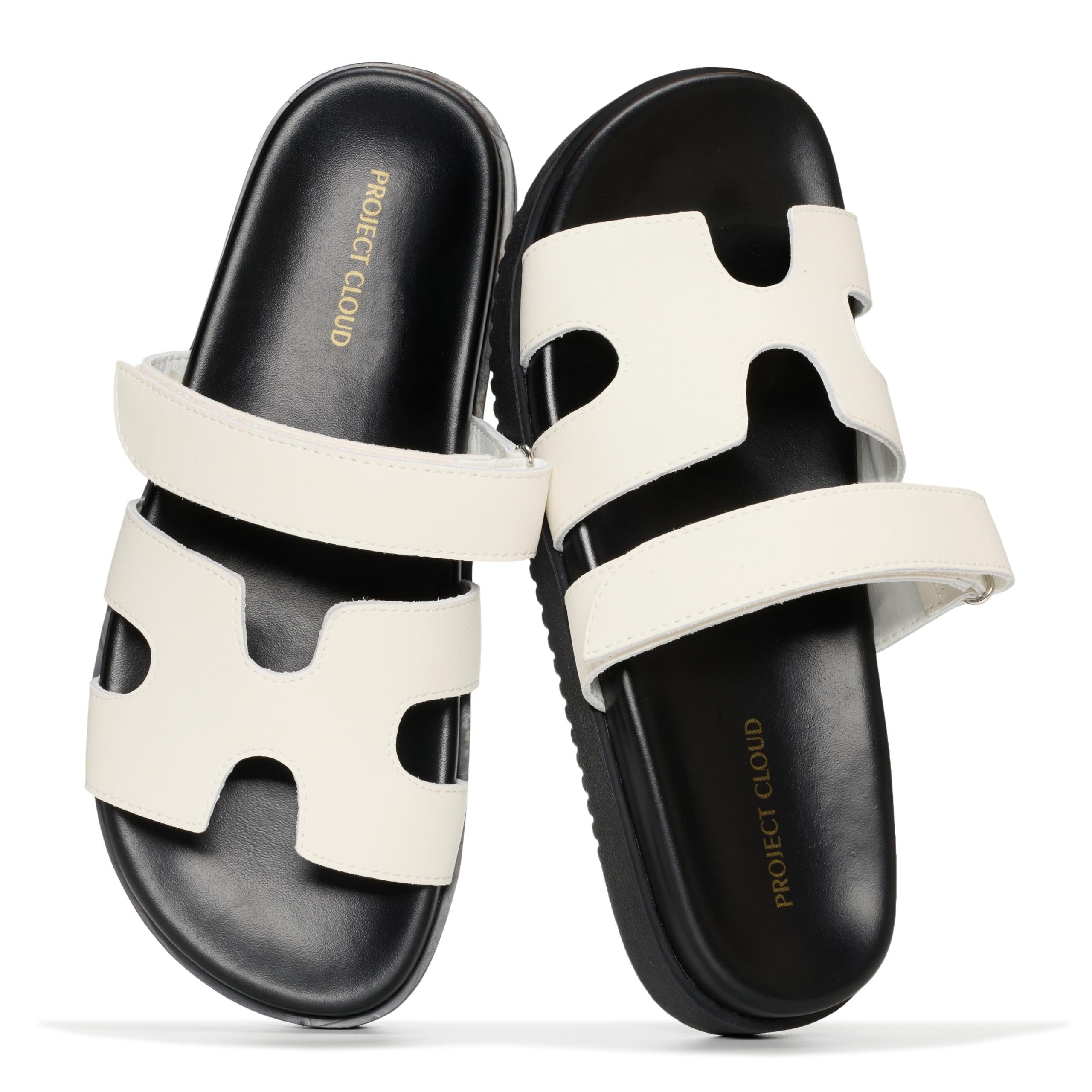 Project Cloud 100% Genuine Leather Sandals for Women Footwear - Stylish Womens Sandals with Plush & Soft Insole - Non-Slip and Water-Resistant Beach Sandals Slides for Women (Mayvy)