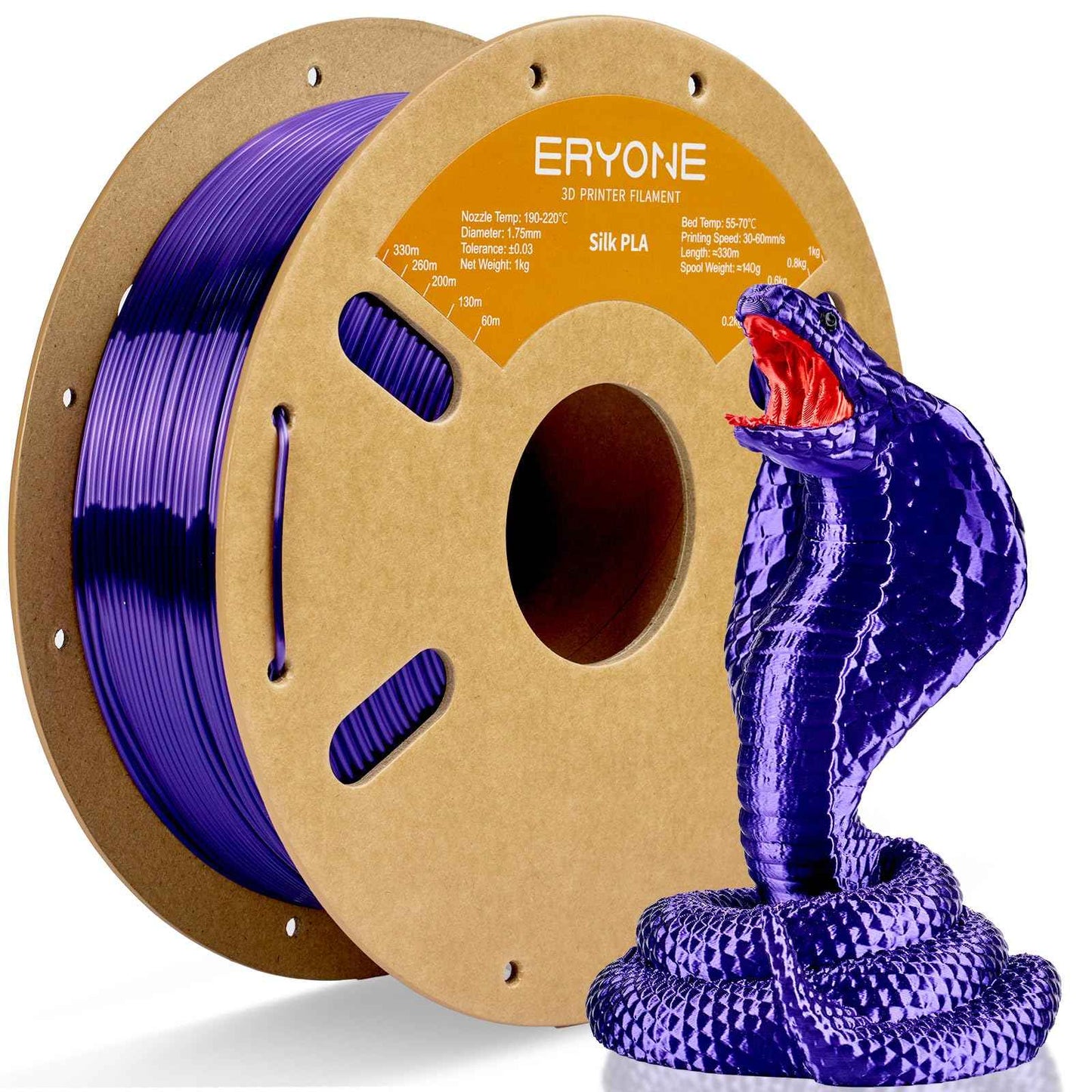 ERYONE Silk Color PLA Filament 3D Printer 1.75mm +/- 0.03mm, Filament PLA Cardboard Spool