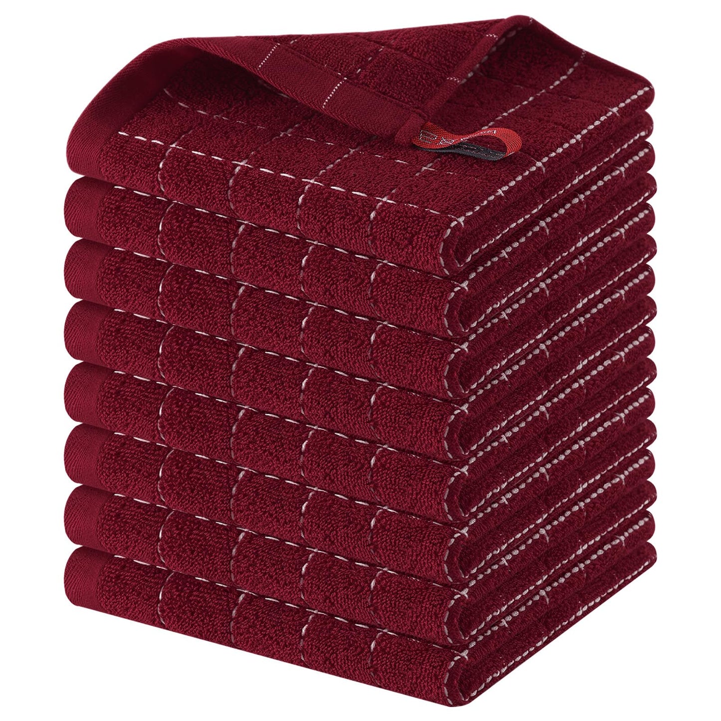 Homaxy 100% Cotton Terrycloth Check Design Dish Cloths & Dish Towels, Soft and Absorbent, Perfect for Kitchen Drying and Washing