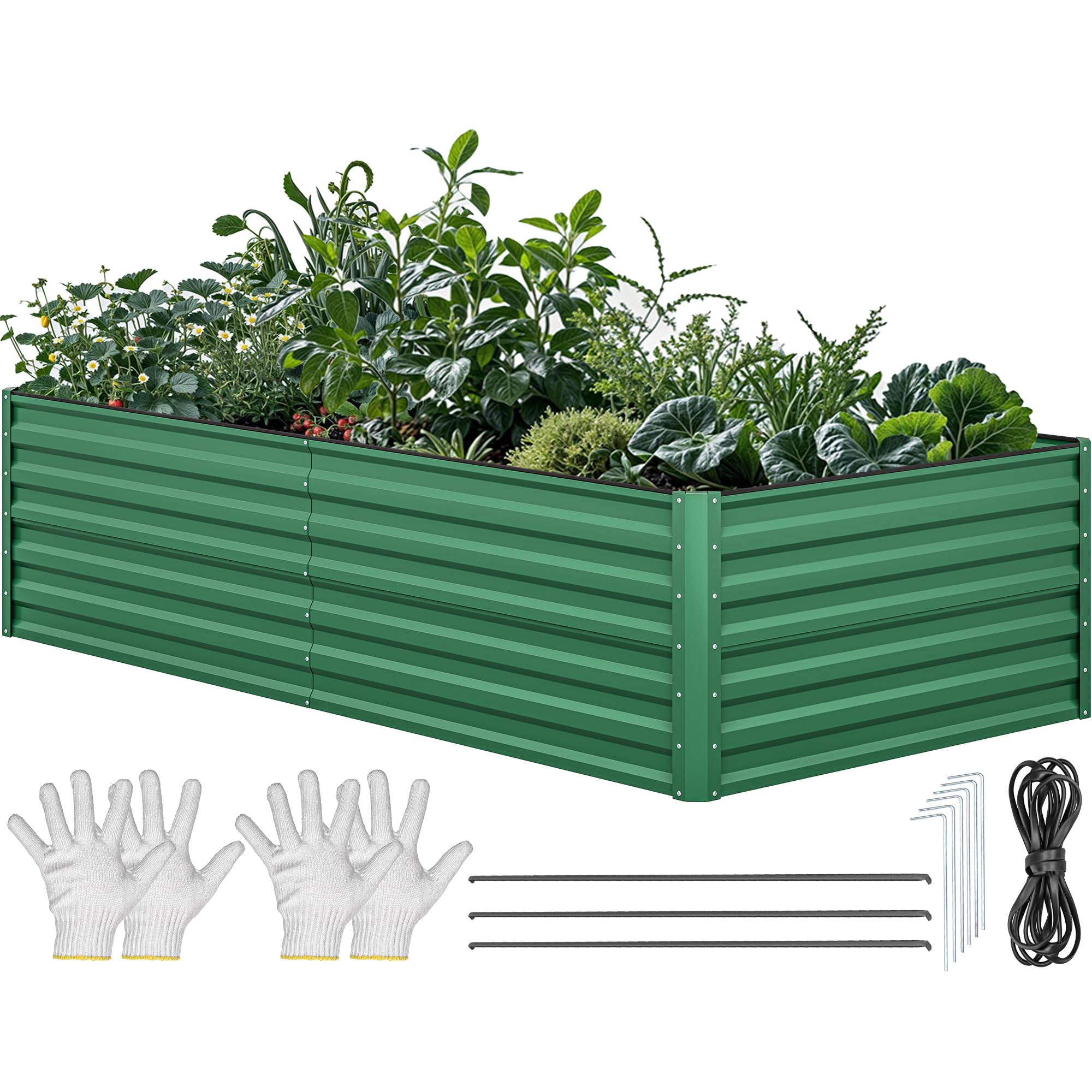 YITAHOME Raised Garden Bed Kit with Gloves, Ground Nails, Support Rod-1