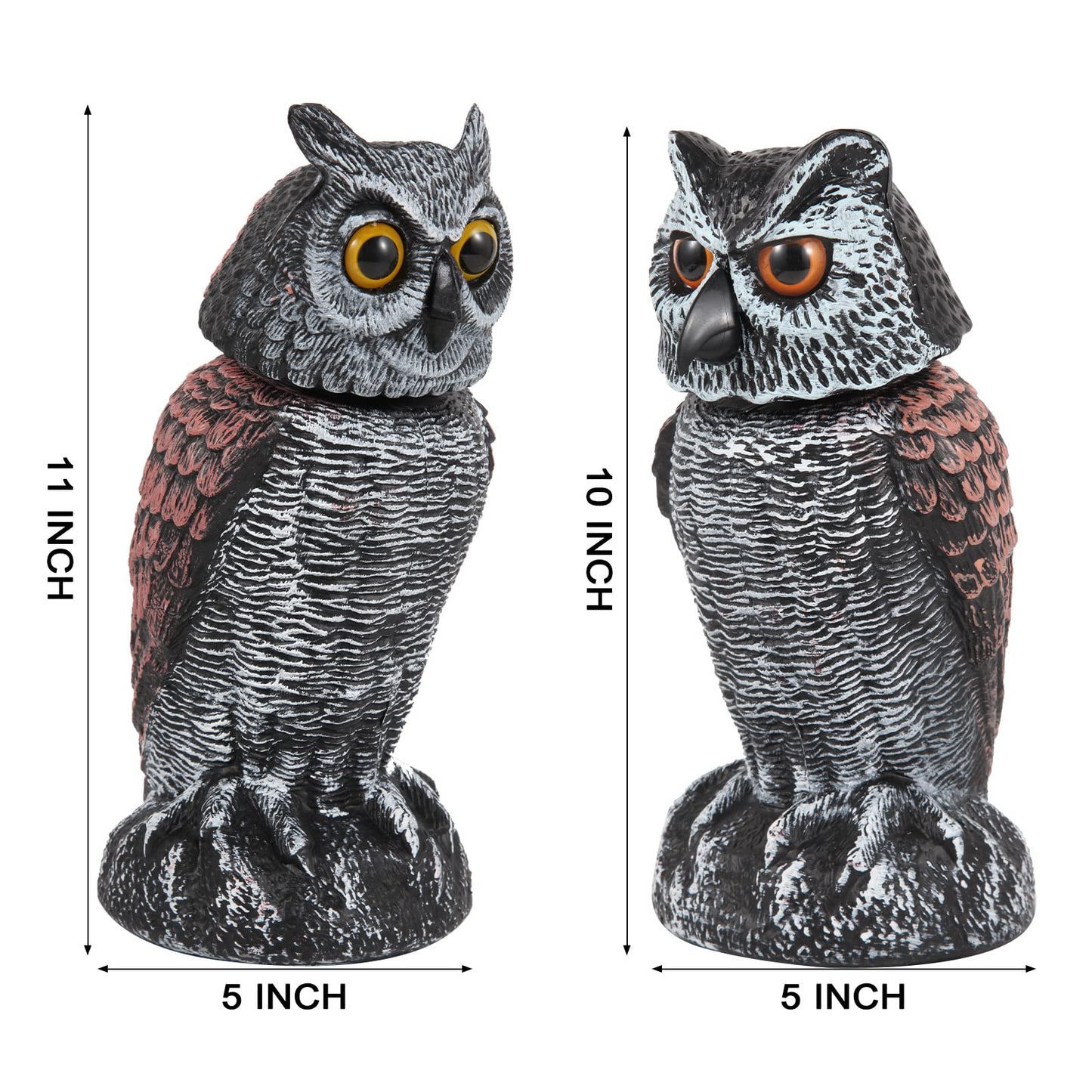 Hedoc Fake Owl Decoys to Scare Birds Away from Gardens and Patios