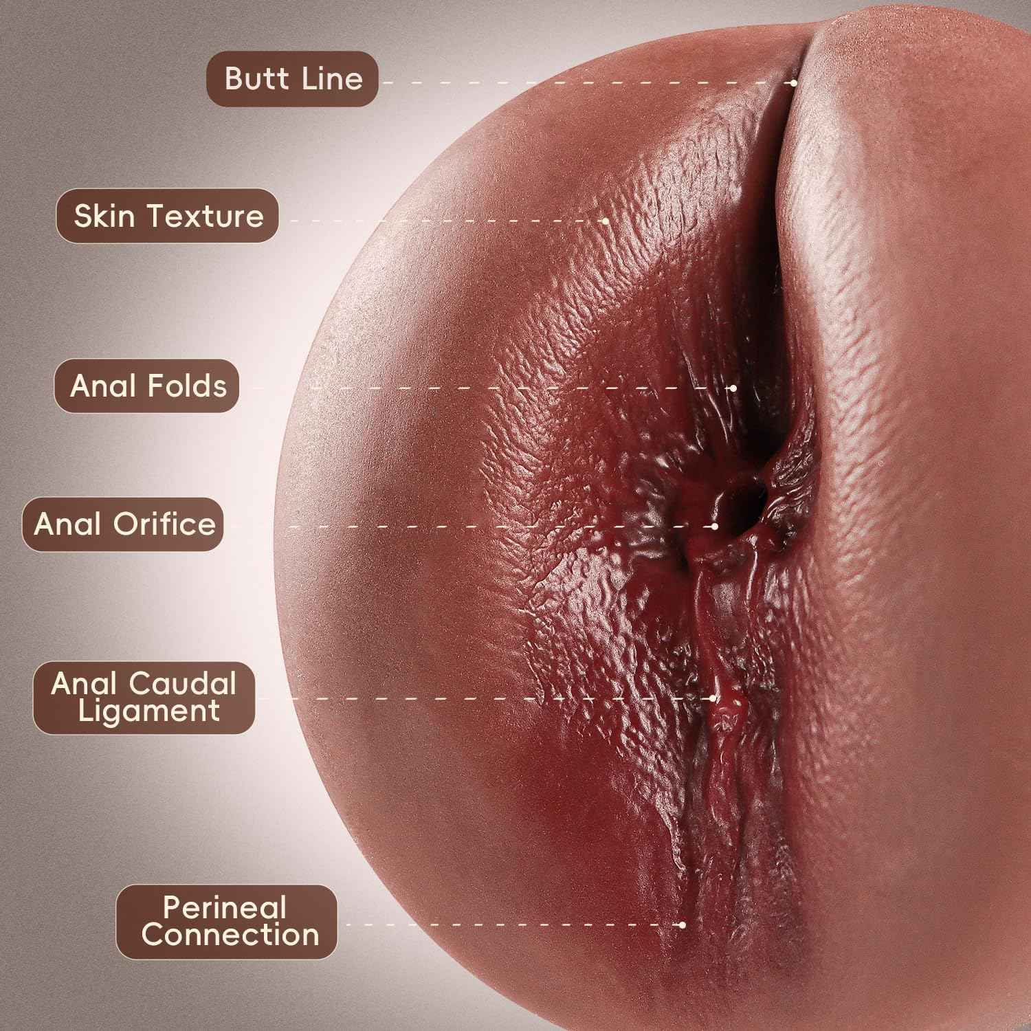 Anal Male Masturbator Realistic Pocket Pussy Vagina Butt Textured with 7.5in Depth Soft and Tighten Anus Fleshy Texture, Penis Training Masturbators Sex Machine Ass Toy for Men (Brown)