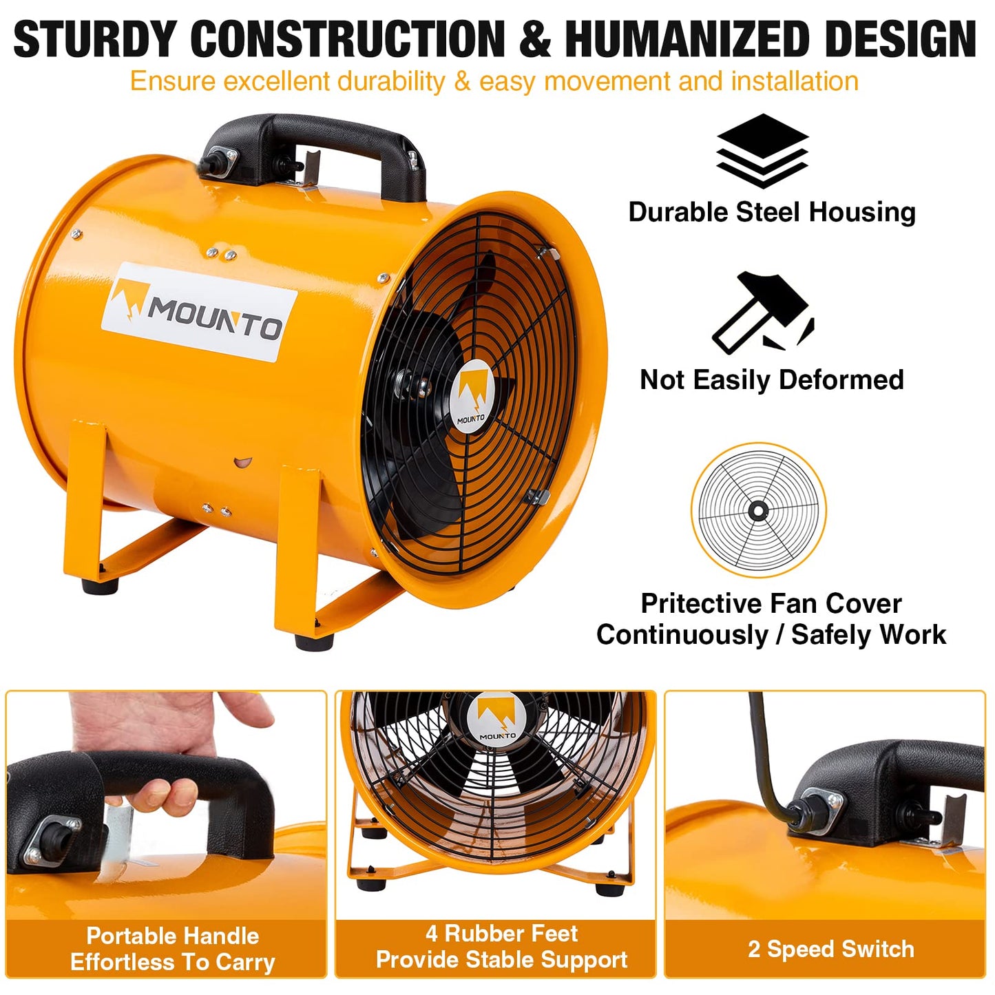 MOUNTO Combo Heavy Duty Cylinder Fan with 25-Foot Vinyl Hose