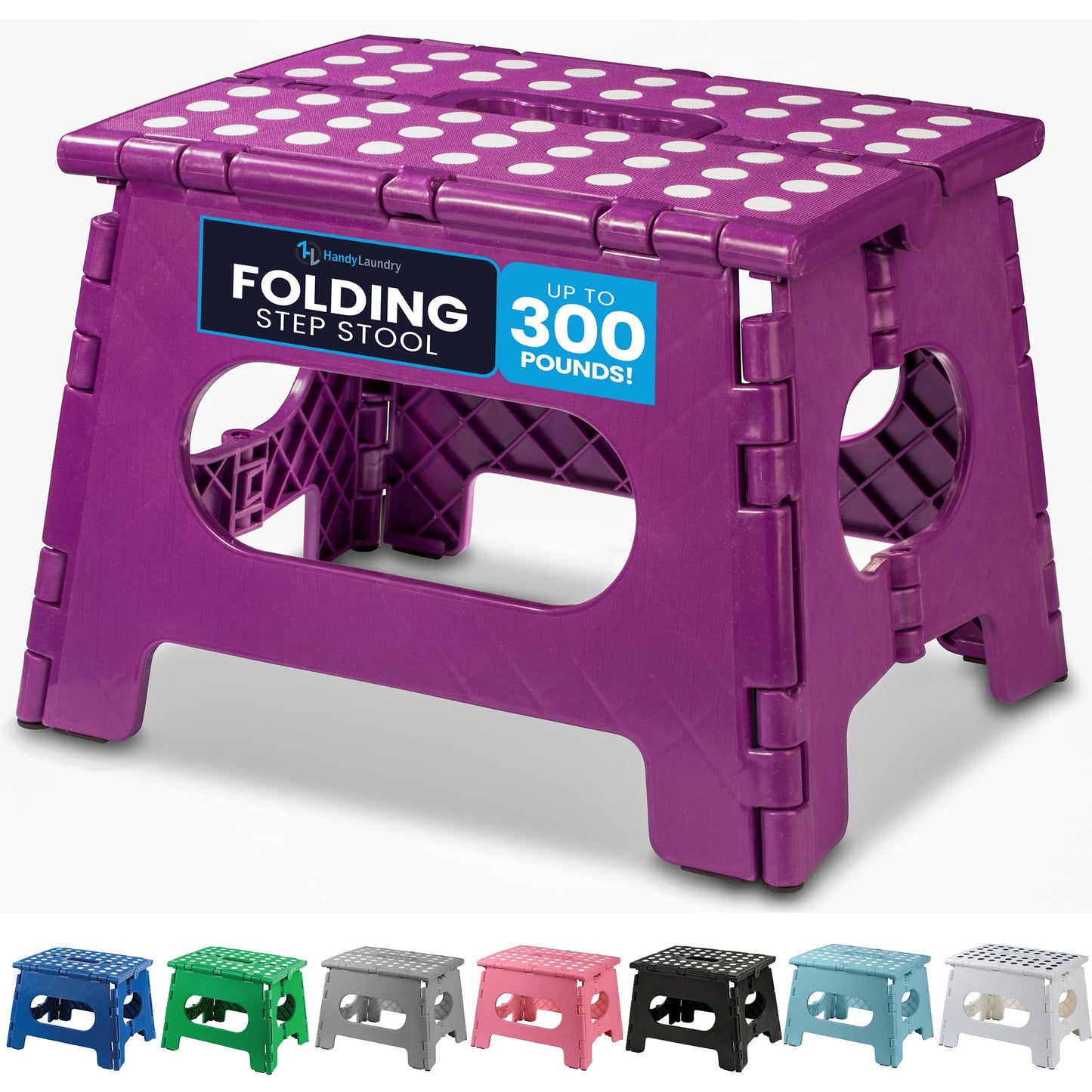 Handy Laundry Folding Lightweight Step Stool - Sturdy Enough to Support Adults and Safe Enough for Kids - Opens Easy with One Flip - Great for Kitchen, Bathroom or Bedroom