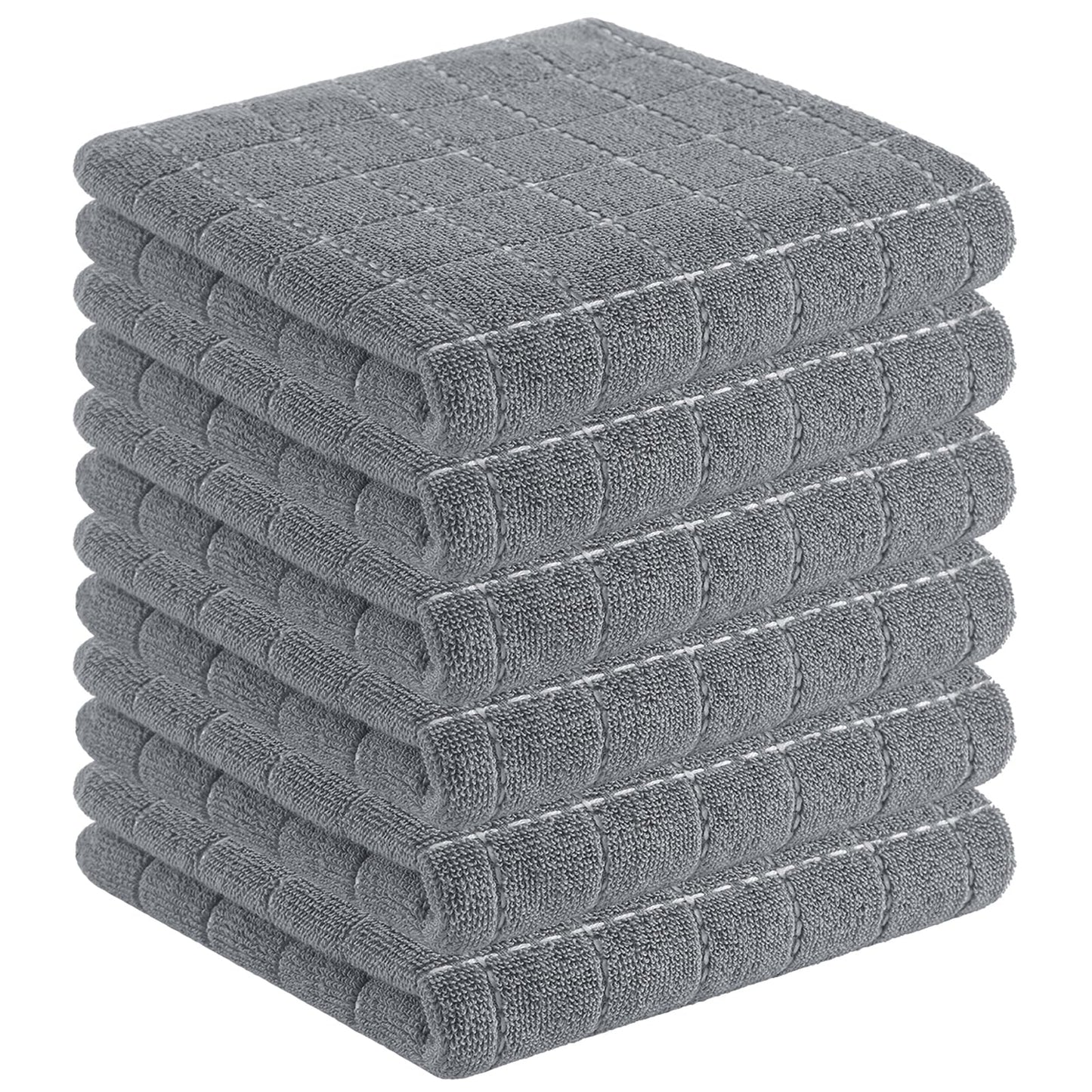 Homaxy 100% Cotton Terrycloth Check Design Dish Cloths & Dish Towels, Soft and Absorbent, Perfect for Kitchen Drying and Washing