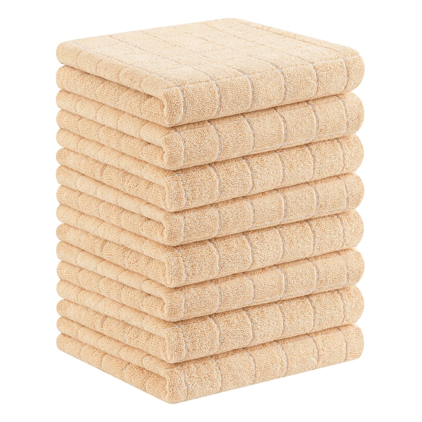 Homaxy 100% Cotton Terrycloth Check Design Dish Cloths & Dish Towels, Soft and Absorbent, Perfect for Kitchen Drying and Washing