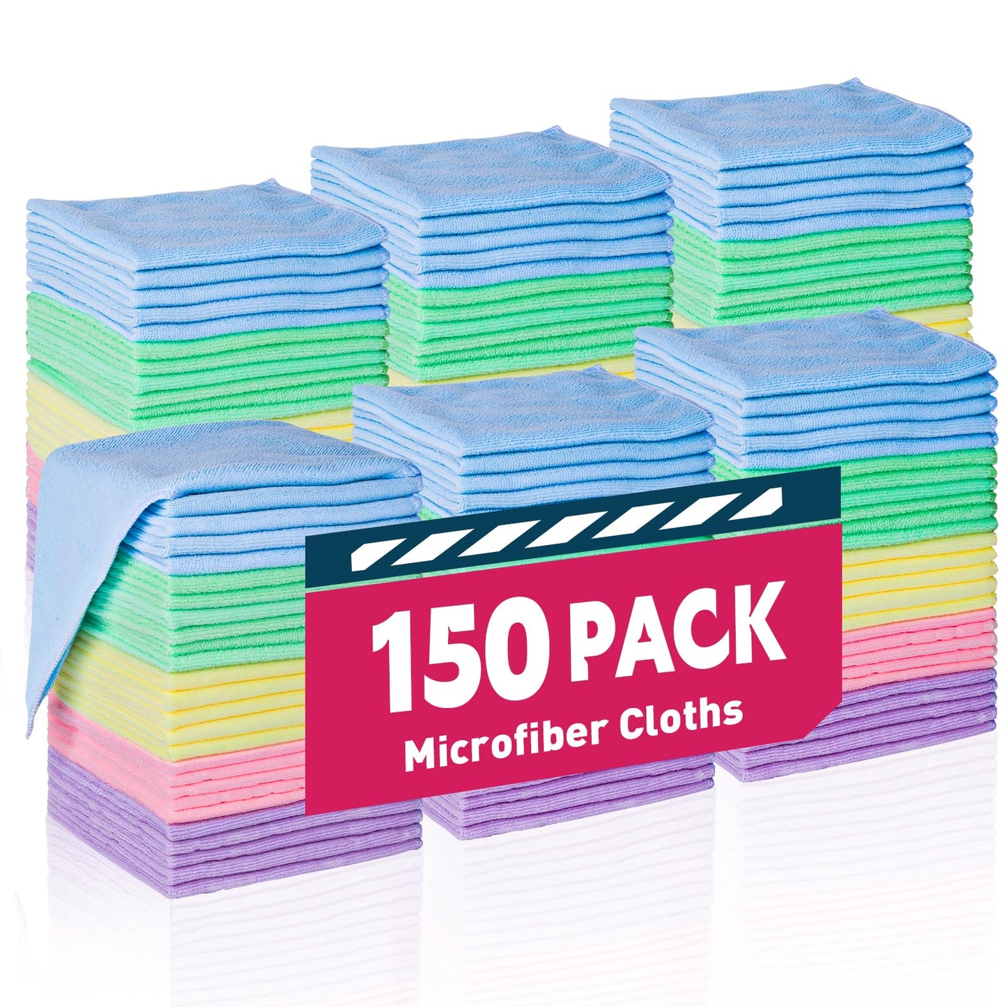 TEAWOO Microfiber Towels Bulk, Cleaning Cloths, Microfiber Towels for Cars, Cleaning Rags (12x12 inches)