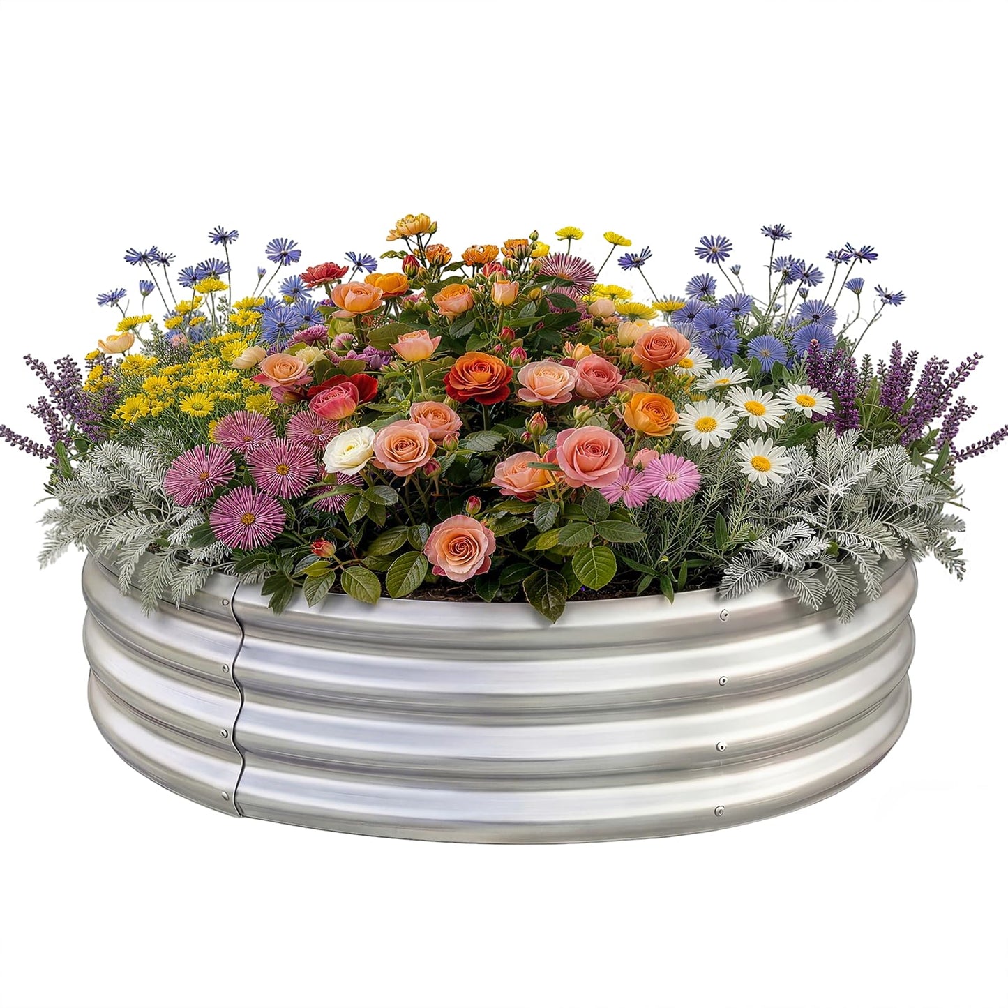 Land Guard Galvanized Raised Garden Bed Kit, Galvanized Planter Raised Garden Boxes Outdoor, Round Large Metal Raised Garden Beds for Vegetables ……