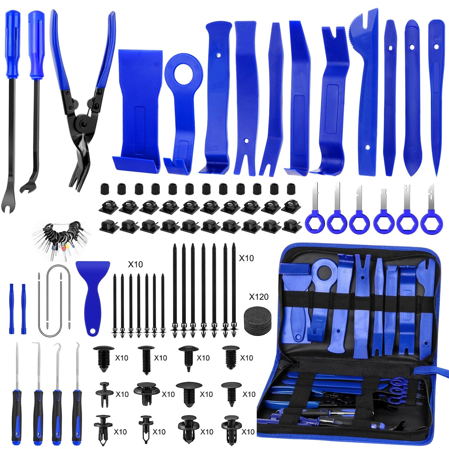 JNLK 352pcs Trim Removal Tool, Pry Tool, Door Panel Removal Tool Kit, Clip Tool, Fasteners Removal Tool with Car Retainer Body Clips Set