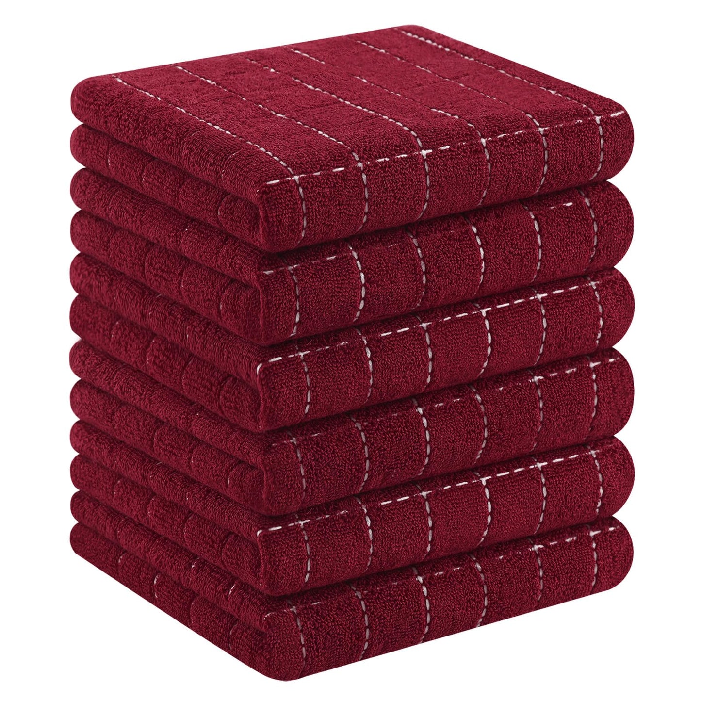 Homaxy 100% Cotton Terrycloth Check Design Dish Cloths & Dish Towels, Soft and Absorbent, Perfect for Kitchen Drying and Washing