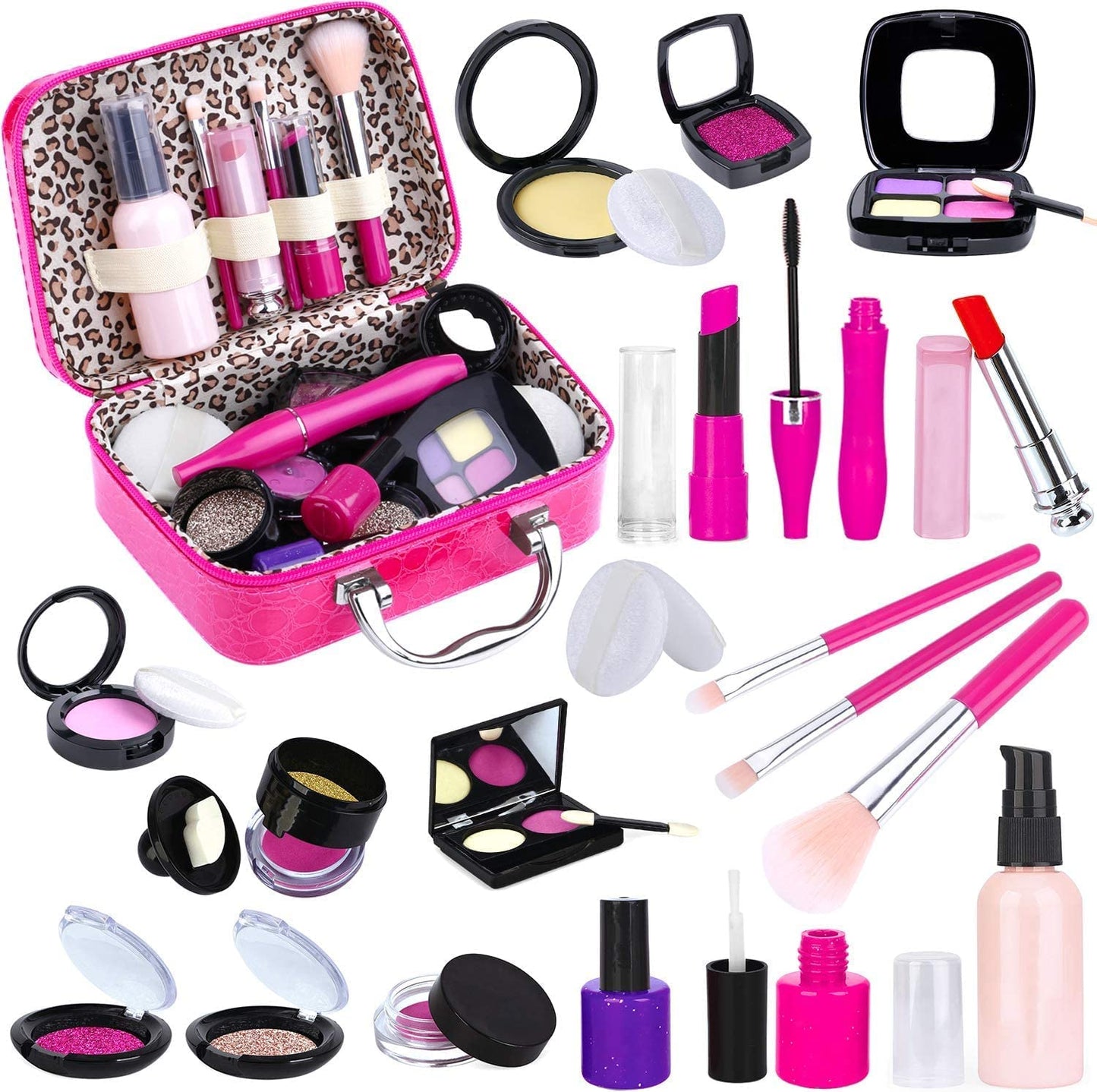 TEPSMIGO Pretend Makeup Kit for Girls, Kids Pretend Play Makeup Set - with Cosmetic Bag for Birthday Christmas, Toy Makeup Set for Toddler, Little Girls Age 3+(Not Real Makeup)