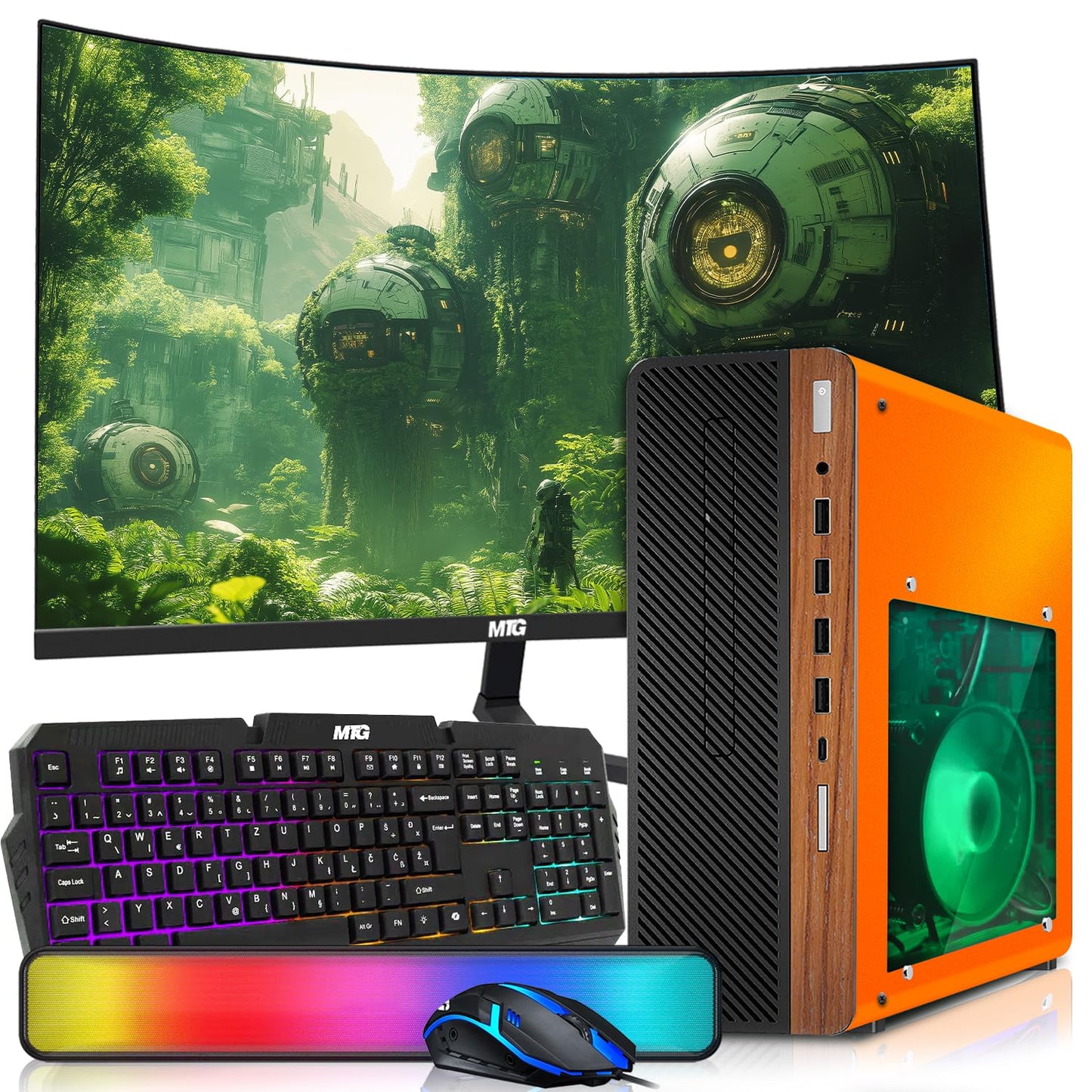 HP Half & Light Dark Desktop Computer PC Phoenix AMD A10-9700, 16GB RAM, 512GB SSD, 1TB SSD, RGB KBM with AI Copilot, WiFi, RGB Sounbar, Windows 11 (Renewed)