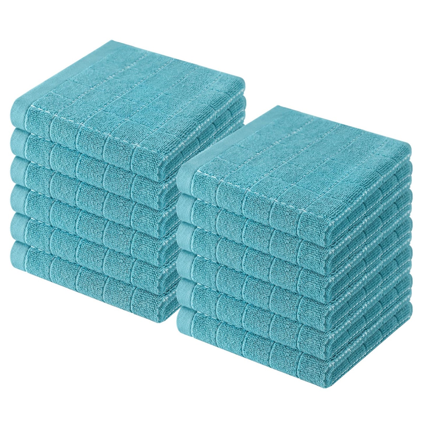 Homaxy 100% Cotton Terrycloth Check Design Dish Cloths & Dish Towels, Soft and Absorbent, Perfect for Kitchen Drying and Washing