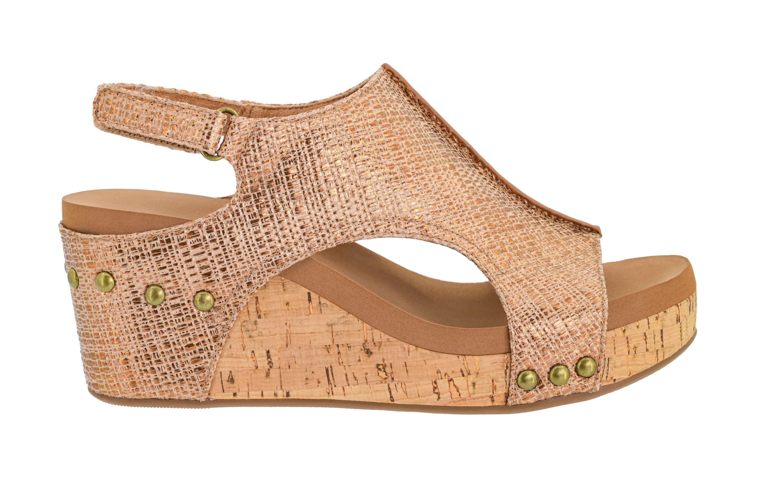 Corkys Footwear Womens Carley Wedges, Featuring Corkys EVA Foam Cushioned Insoles, A 2.5 Inch Heel, Lightweight For All Day Wear, And Hook And Loop Closure