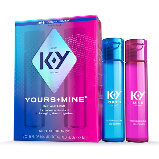 K-Y Yours + Mine Couples Personal Lube, Two Personal Lubricants, Water Based Lube for Women & Glycerin-Based Lube for Men