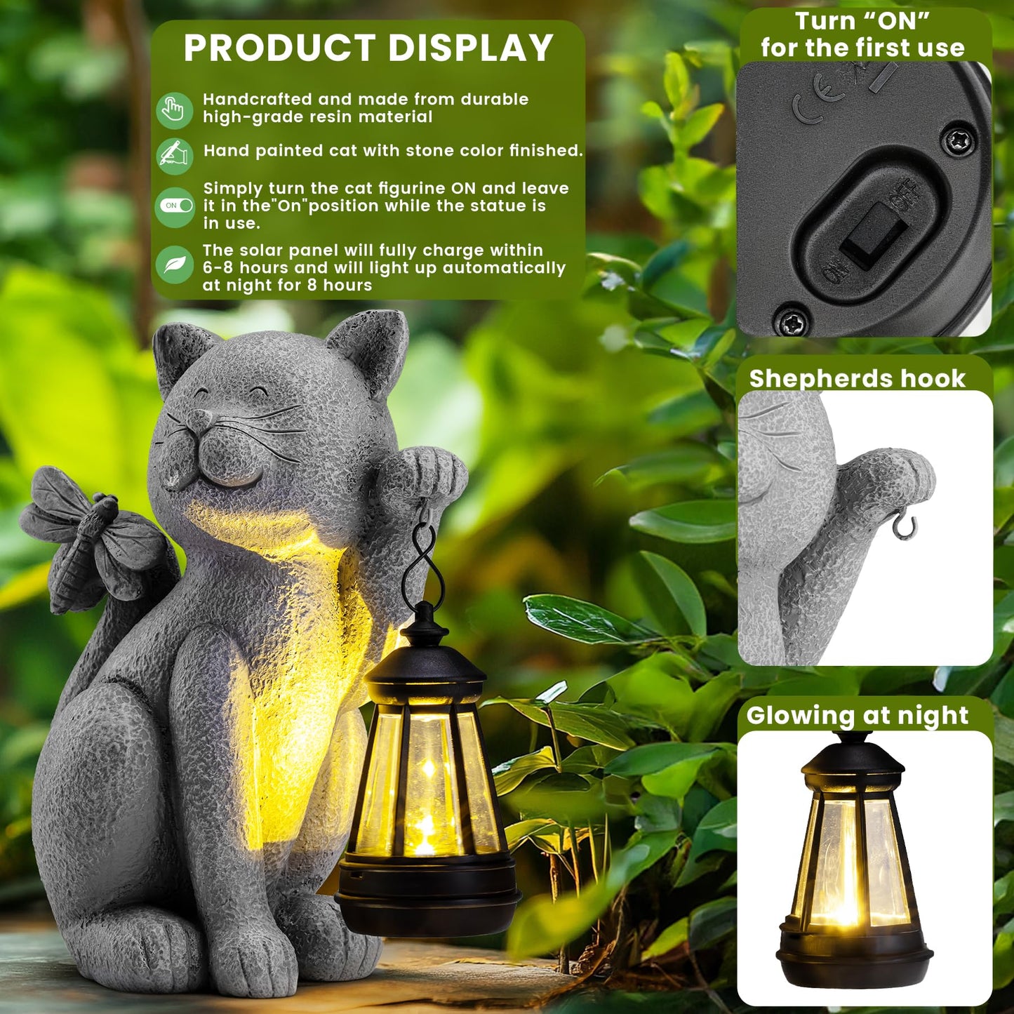 YDKOJGW Solar Garden Outdoor Statues with Succulent and 7 LED Lights - Lawn Decor Tortoise Statue for Patio, Balcony, Yard Ornament - Unique Housewarming Gifts