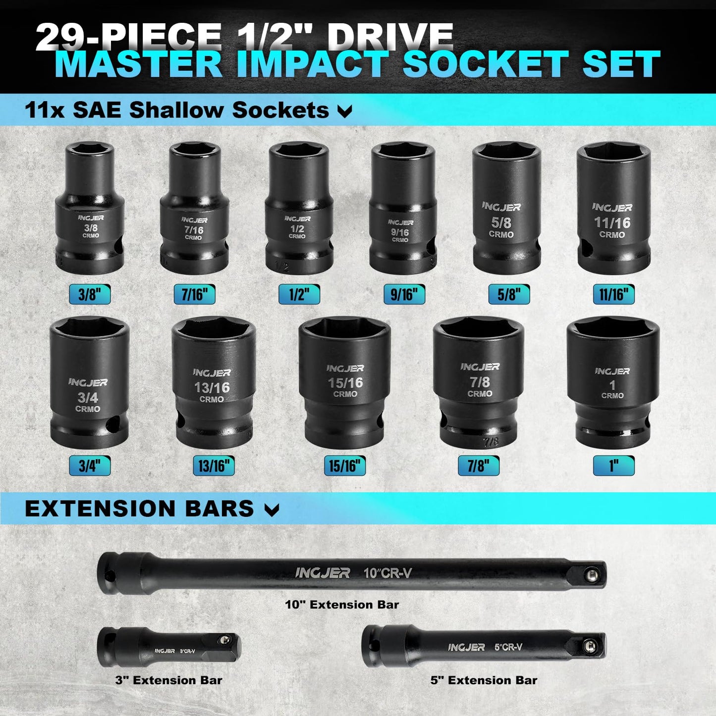 INGJER Drive Impact Socket Set
