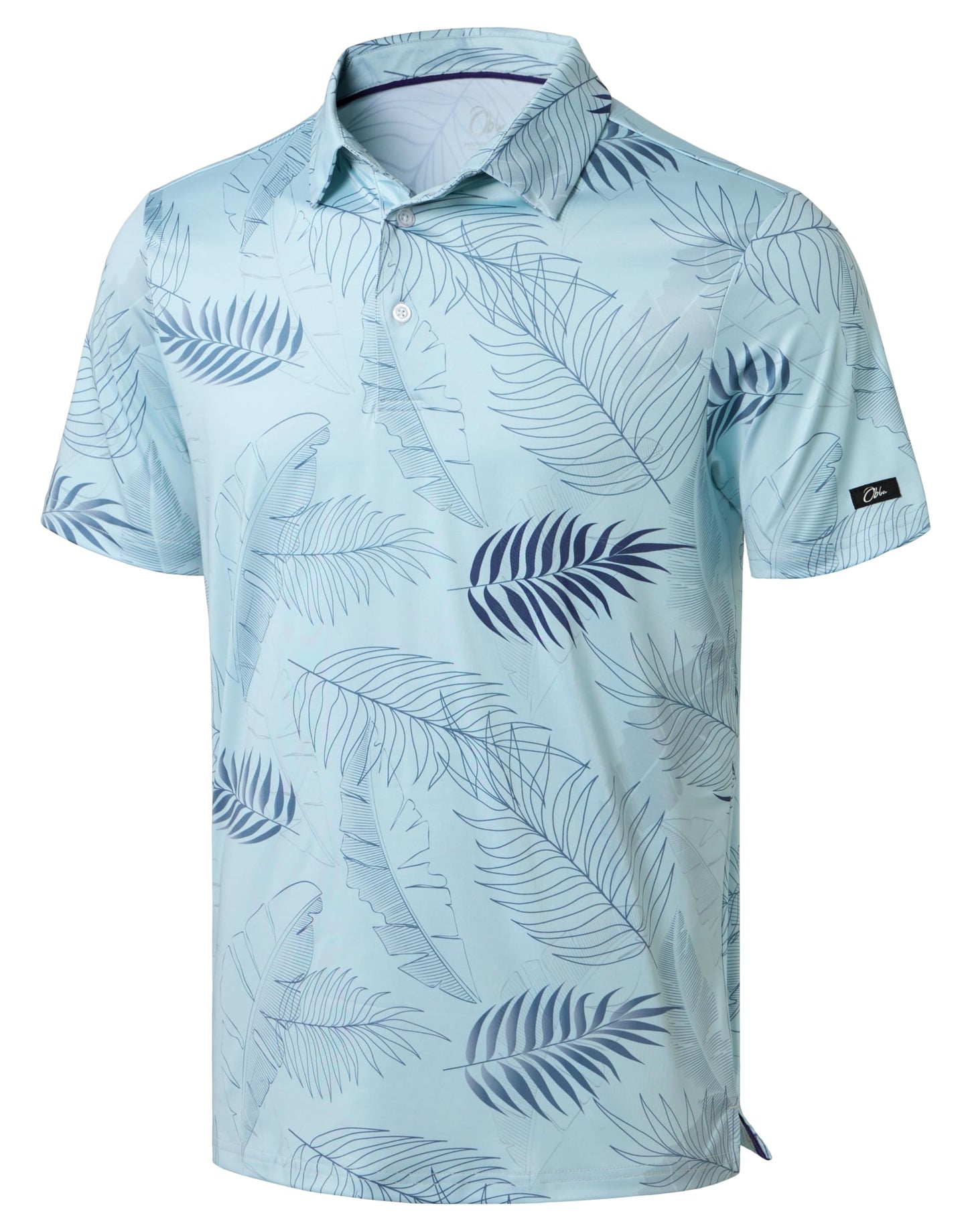 Obla Mens Golf Polo Shirts Short Sleeve Dry Fit Performance Moisture Wicking Casual Print Collared Golf Shirts for Men