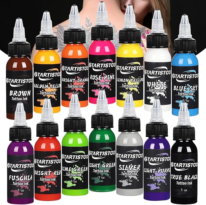GTARTISTOO Professional Tattoo Ink Set 14 Colors 30ml Vegan Pigment