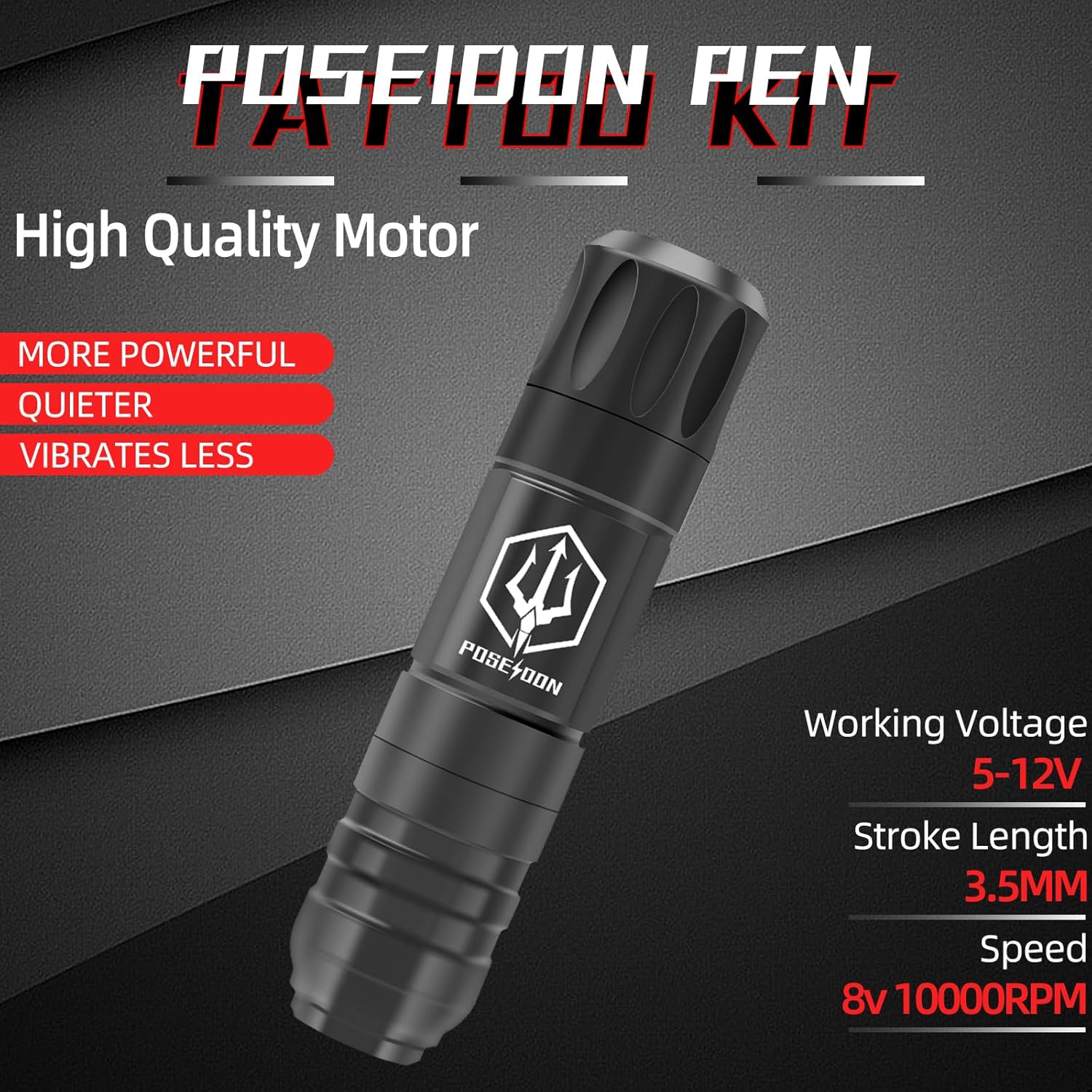 POSEIDON Wireless Tattoo Pen Kit with Batteries and Cartridges