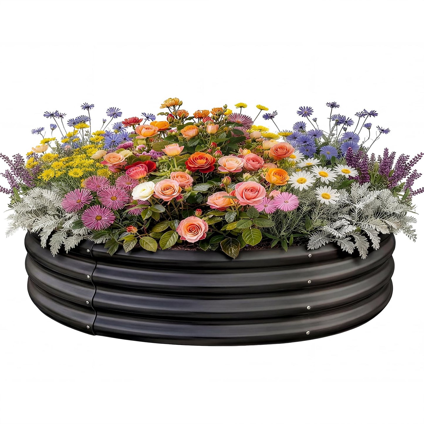 Land Guard Galvanized Raised Garden Bed Kit, Galvanized Planter Raised Garden Boxes Outdoor, Round Large Metal Raised Garden Beds for Vegetables ……