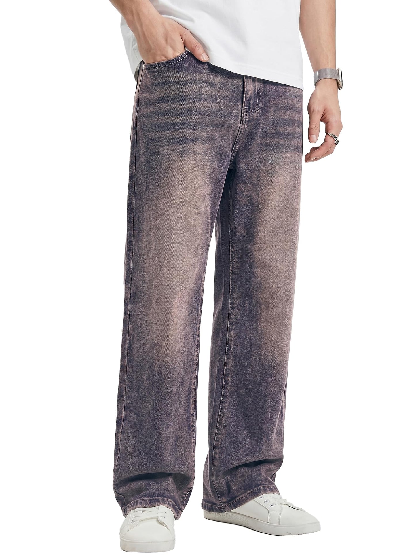 JMIERR Mens Baggy Jeans Stretch Casual Loose Fit Jeans Streetwear Denim Pants