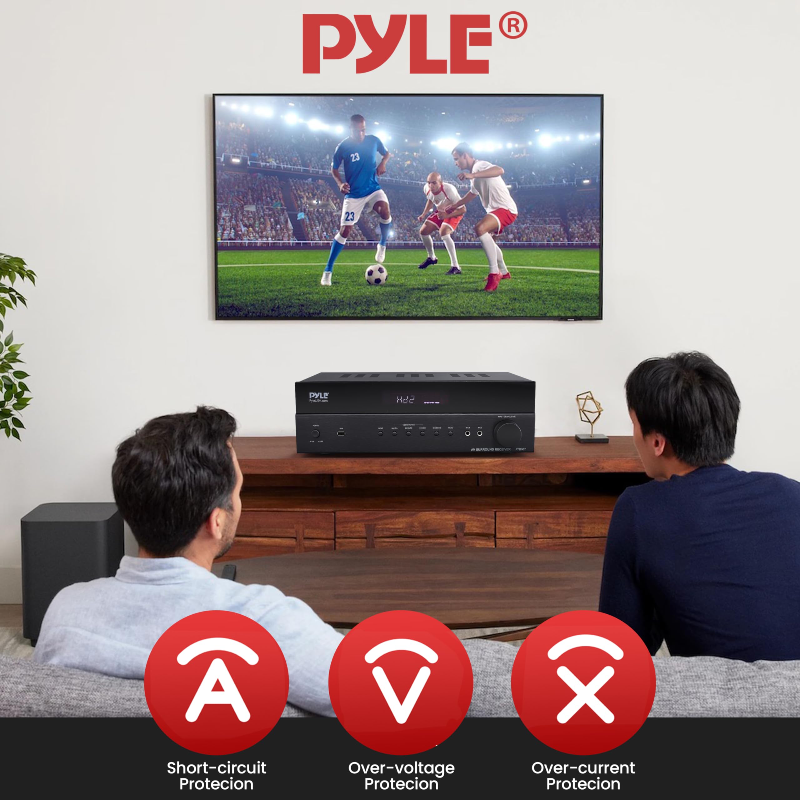 Pyle 5.2 Channel Hi-Fi Home Theater Receiver - 1000W MAX Wireless BT Surround Sound Stereo Amplifier System with 4k Ultra HD Support, MP3/USB/DAC, Ideal for Immersive Home Audio Experience