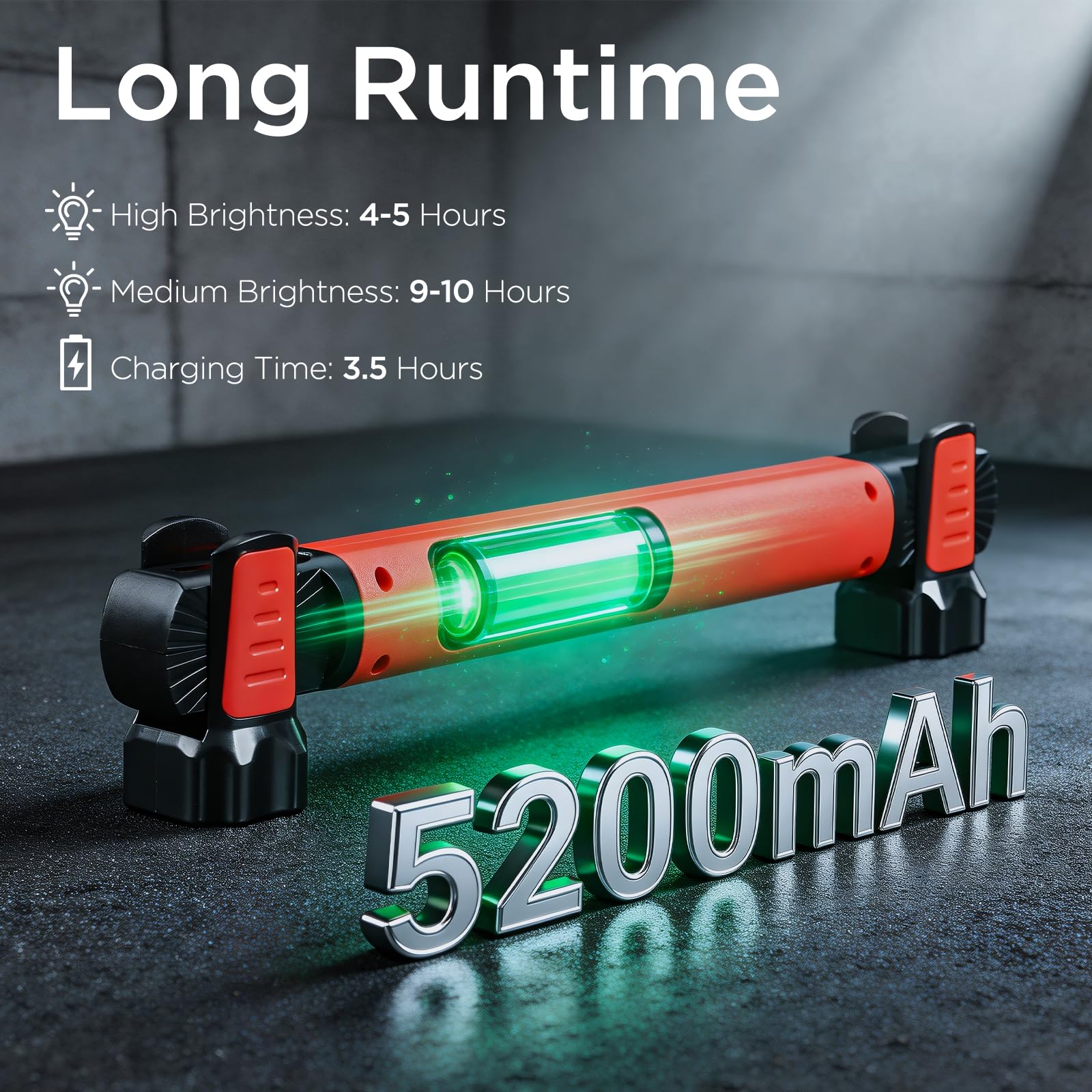 Work Light, ropelux 2500 Lumens Rechargeable Automotive Mechanic Under Hood Lights, 5200mAh Cordless Magnetic Trouble Light Bar with Hooks for Car Repair, Camping, Emergency, Ideal Tool Gift, 1Pcs