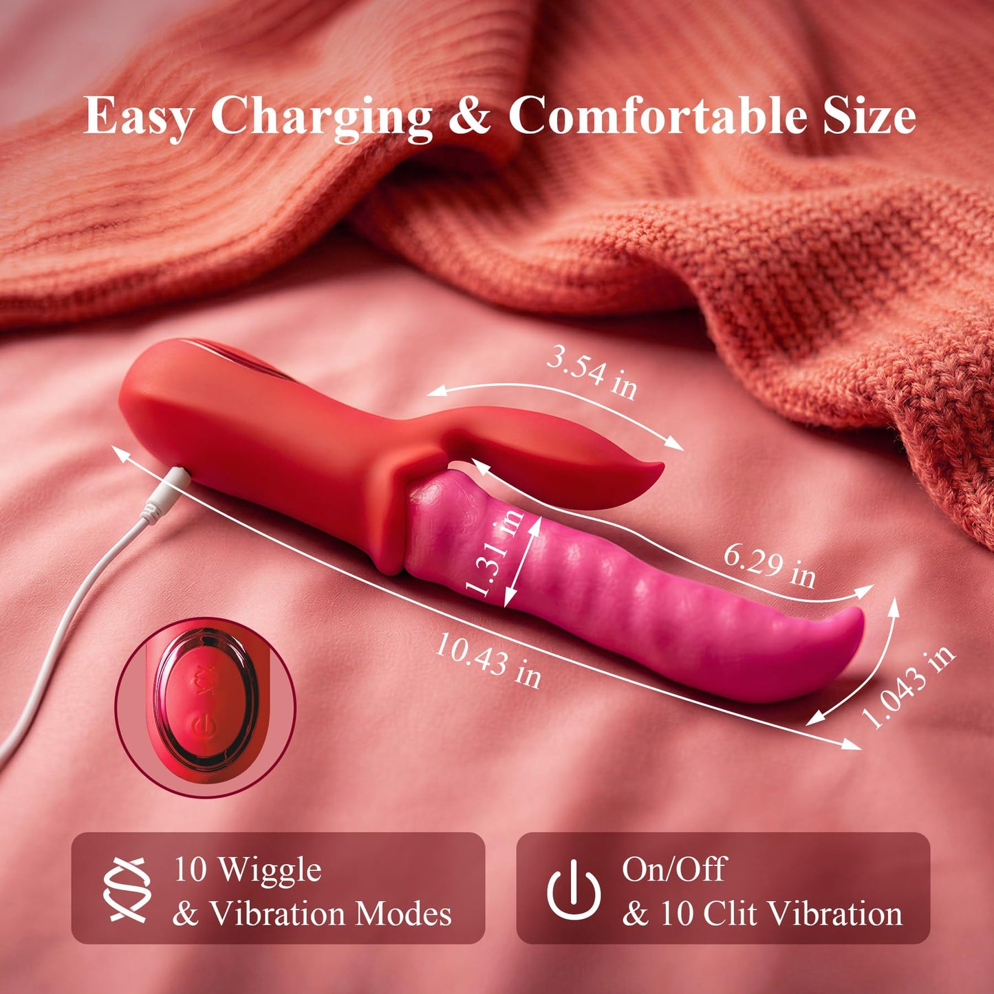 Vibrator Adult Sex Toys Dildo - Deep Wriggle Prolonged Pleasure Tongue Licking Vibrators with 10 Undulating & 10 Clit Vibration, Female G spot Nipple Toy Teasing Stimulator for Women Couple Games