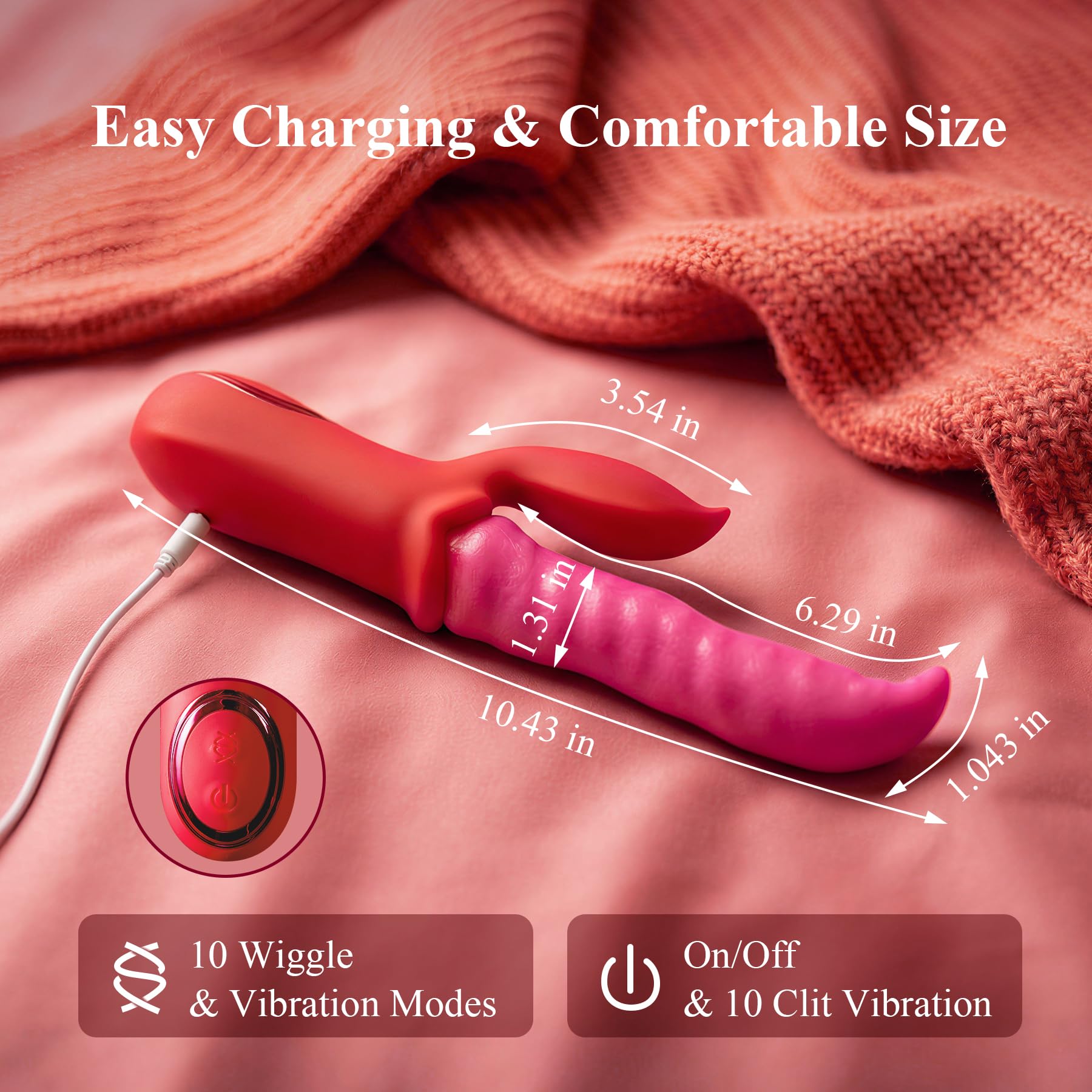 Vibrator Adult Sex Toys Dildo - Deep Wriggle Prolonged Pleasure Tongue Licking Vibrators with 10 Undulating & 10 Clit Vibration, Female G spot Nipple Toy Teasing Stimulator for Women Couple Games