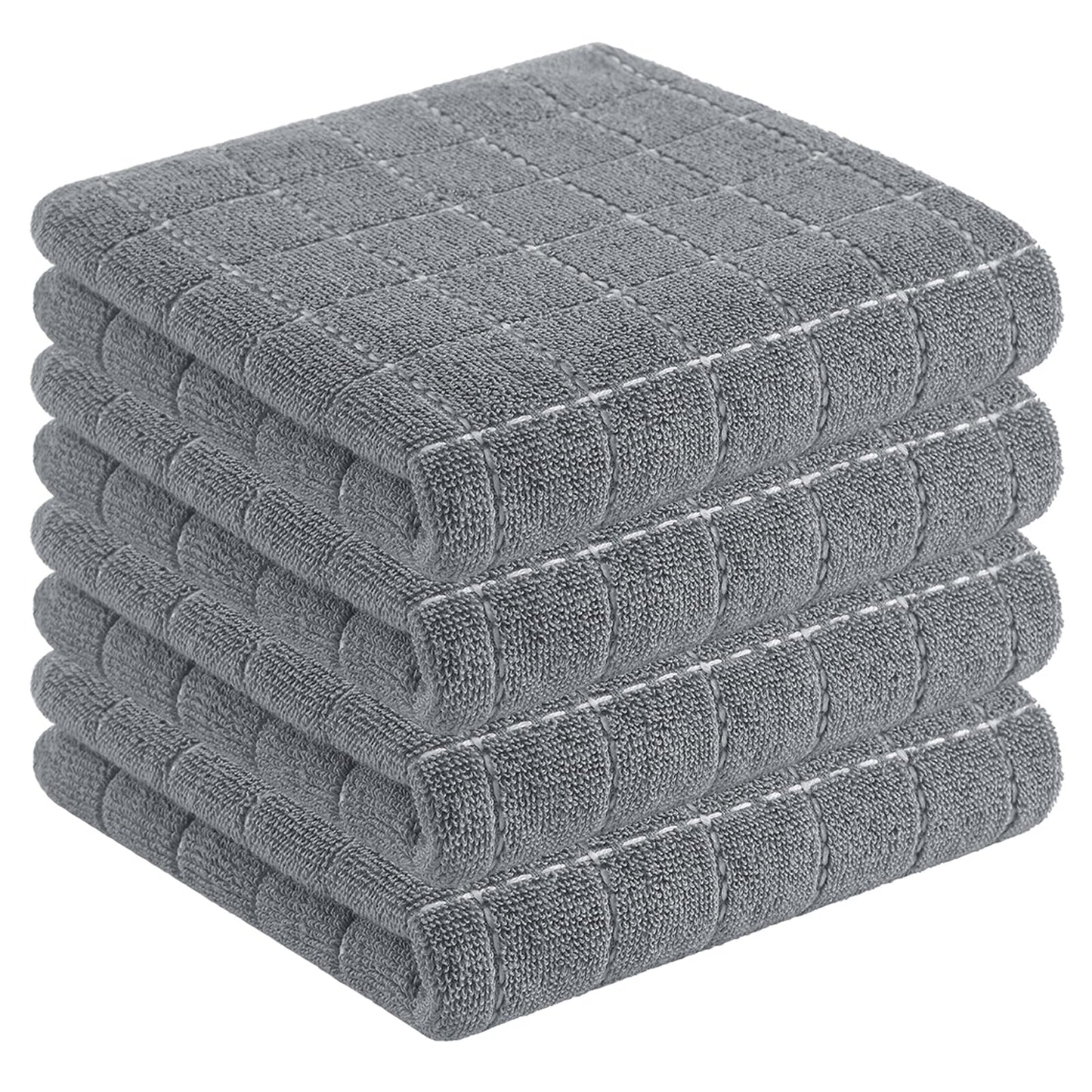Homaxy 100% Cotton Terrycloth Check Design Dish Cloths & Dish Towels, Soft and Absorbent, Perfect for Kitchen Drying and Washing
