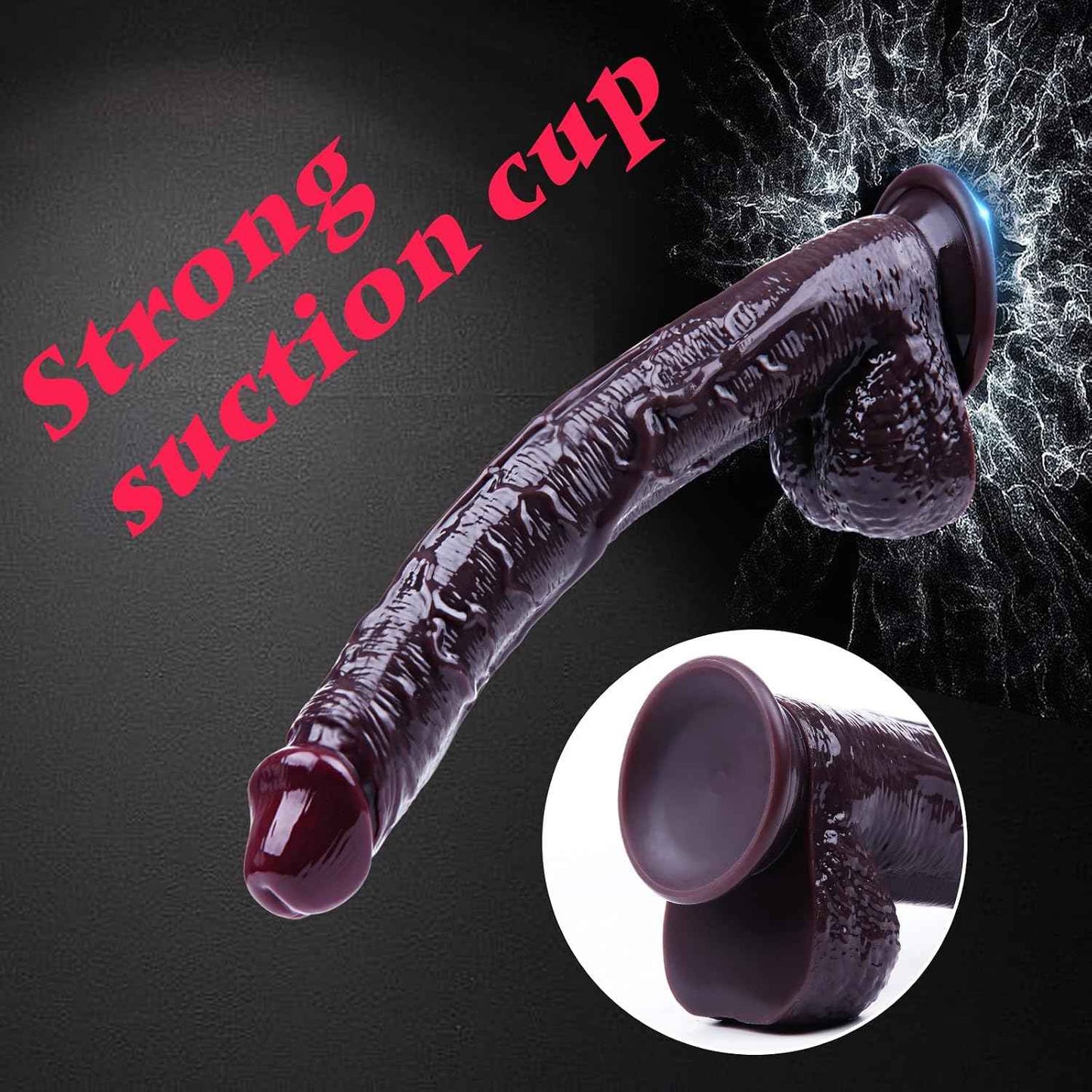 Hainuo Realistic Silicone Dildo with Suction Cup Black