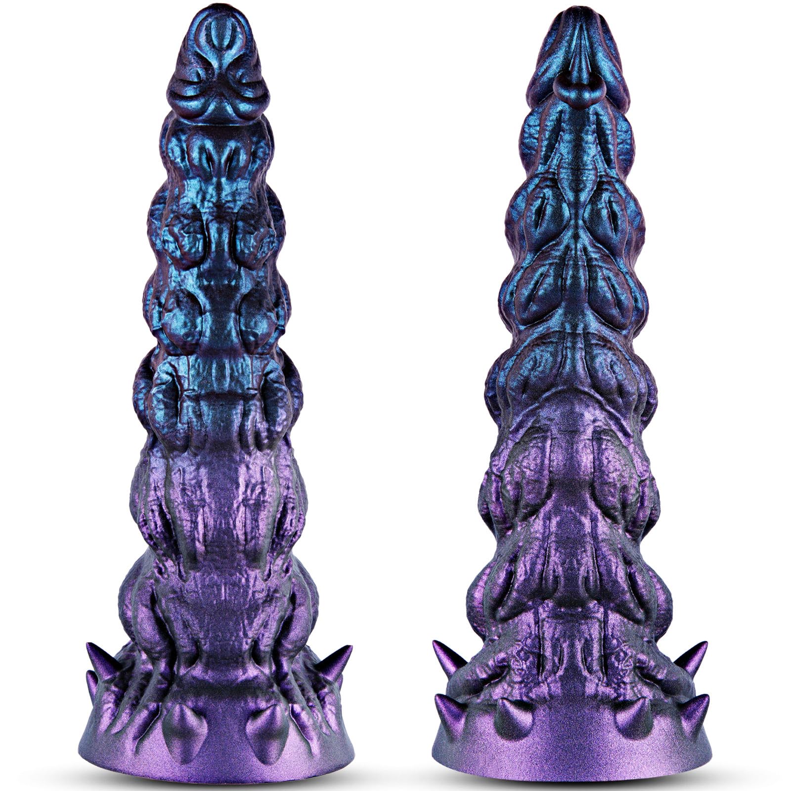 7.3" Small Beginner Ribbed Dildo, Fantasy Anal Silicone Dildo,Alien Cute Tapered Penis with Big Suction Cup for G-Spot, Vaginal & Anal Stimulation,Monster Adult Toy for Men,Women Play