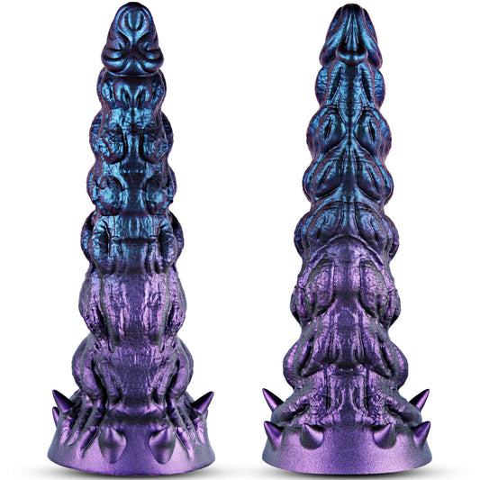 7.3" Small Beginner Ribbed Dildo, Fantasy Anal Silicone Dildo,Alien Cute Tapered Penis with Big Suction Cup for G-Spot, Vaginal & Anal Stimulation,Monster Adult Toy for Men,Women Play